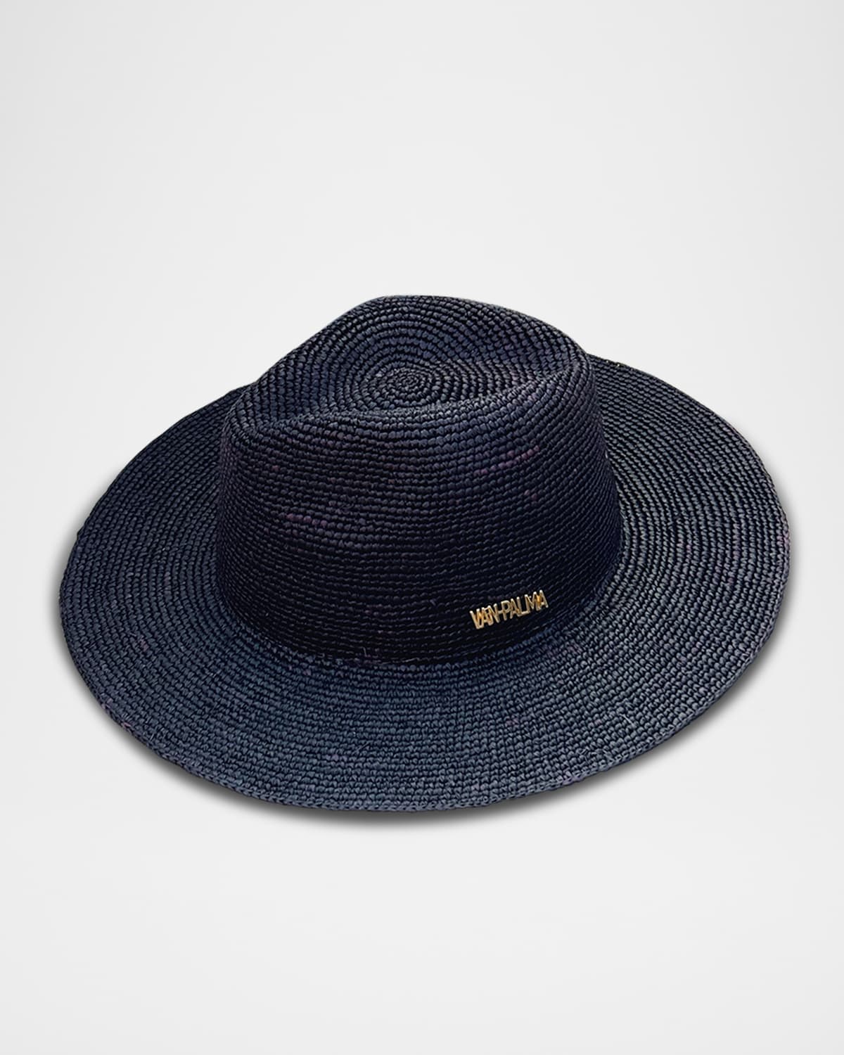 Van Palma Milo Gold Plated Logo-Print Straw Hat