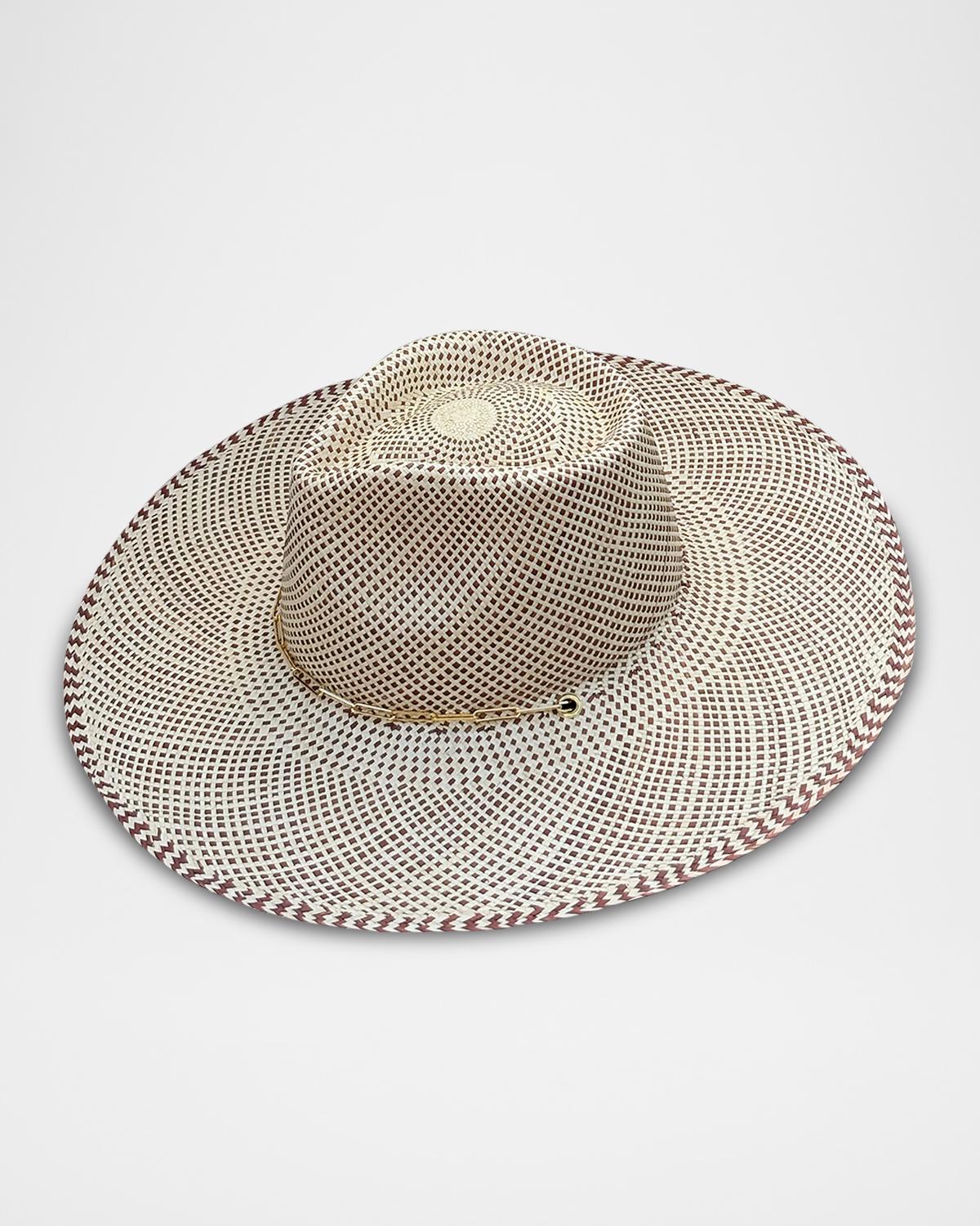 Austin Straw Fedora W/ Paper Clip Chain
