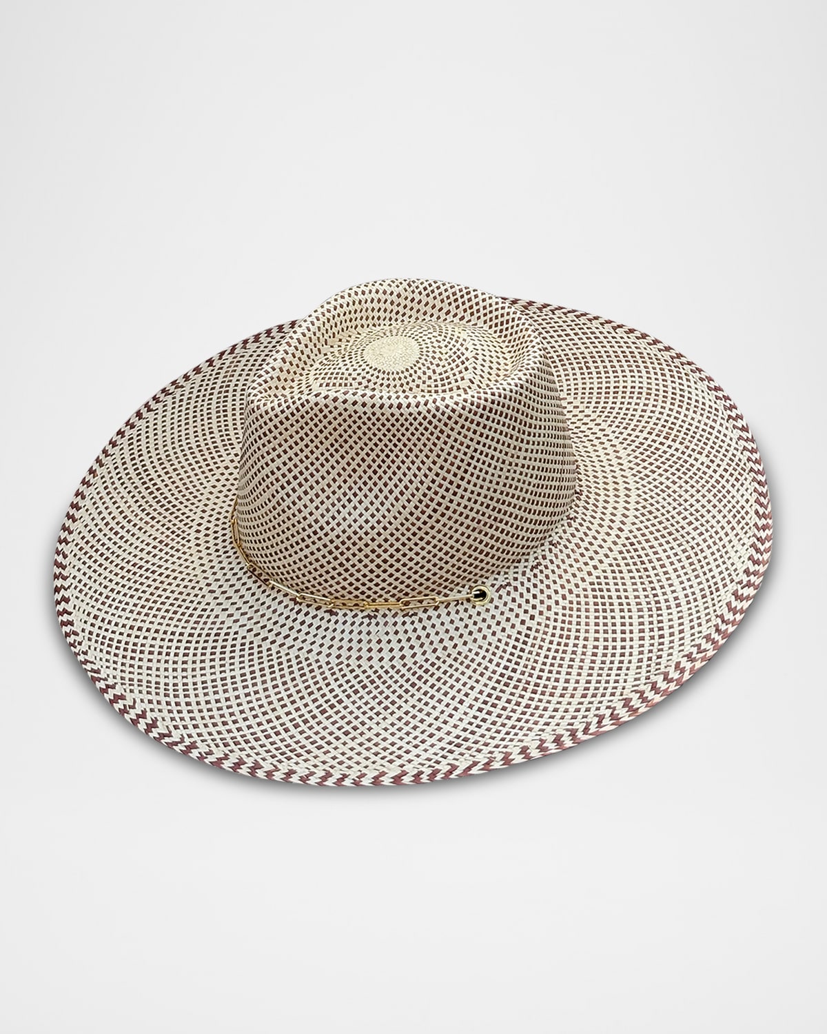 Van Palma Austin Straw Fedora W/ Paper Clip Chain