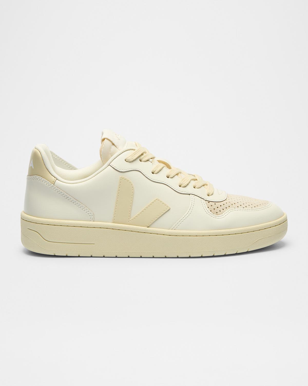 VEJA V-10 Bicolor Leather Low-Top Sneakers