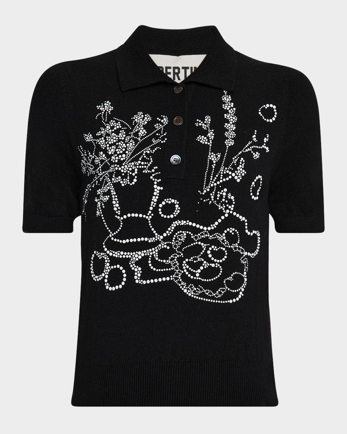 Libertine Still Life Embellished Cashmere Polo Sweater