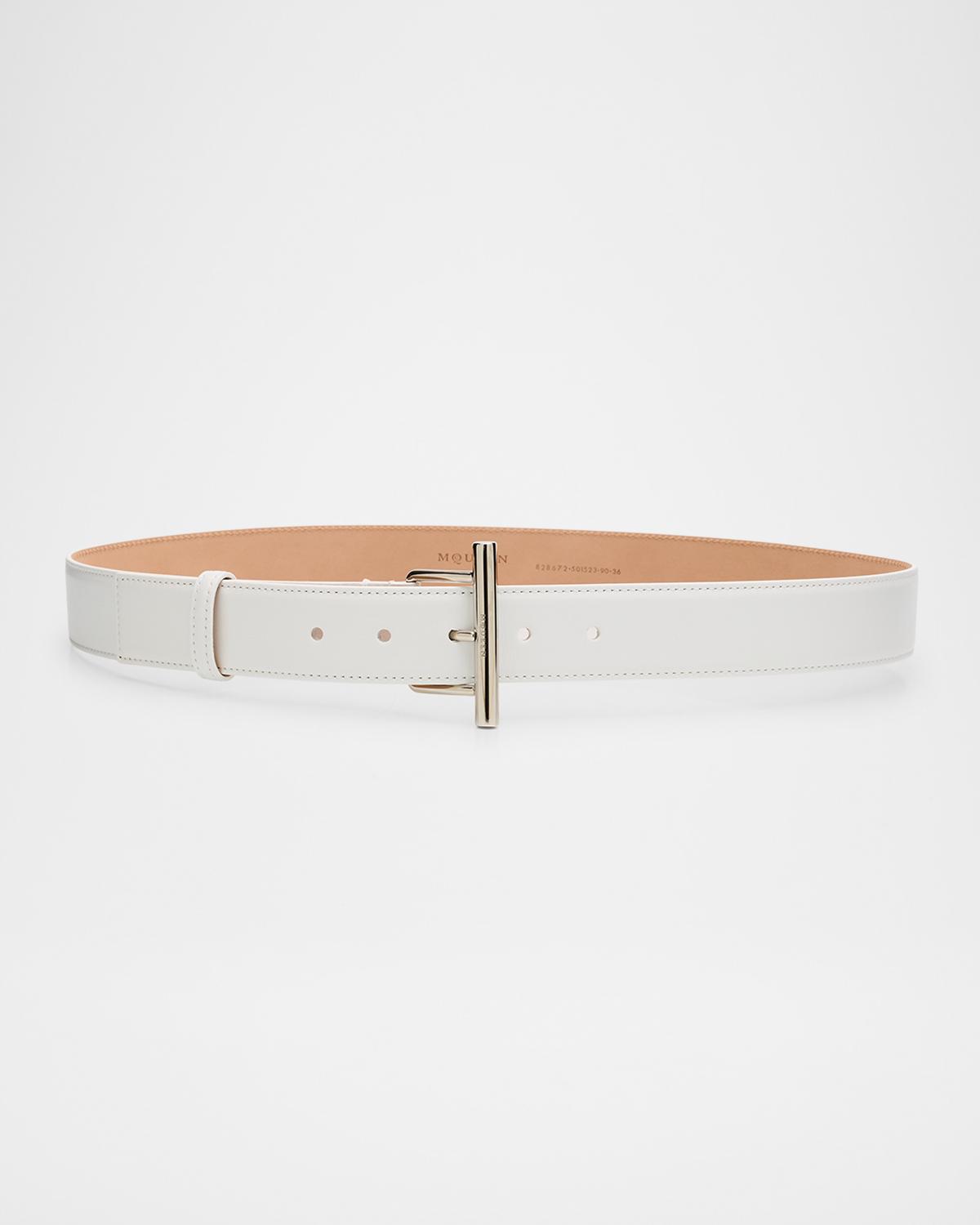 McQueen T-Bar Skinny Leather Belt