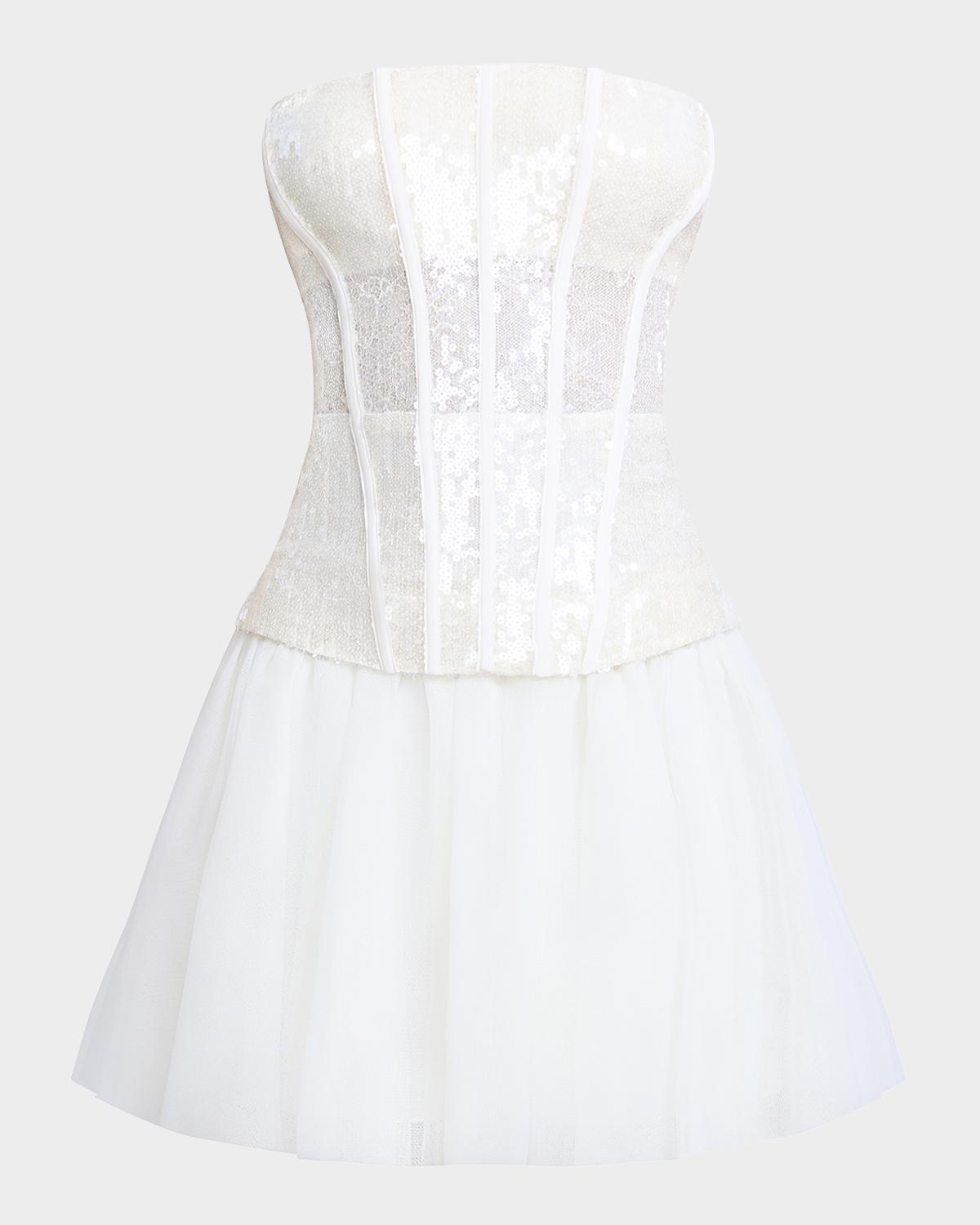 BCBGMAXAZRIA Strapless Tulle & Sequin Lace Corset Mini Dress