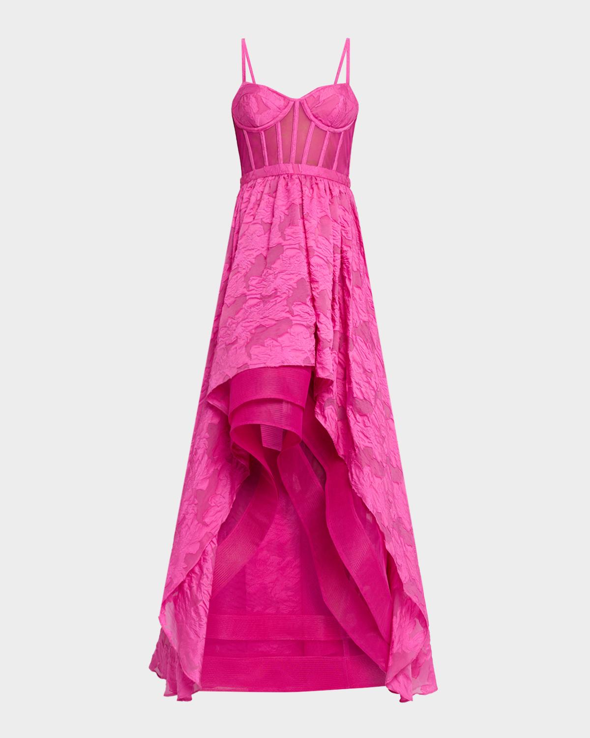 BCBGMAXAZRIA High-Low Fil Coupe Corset Gown