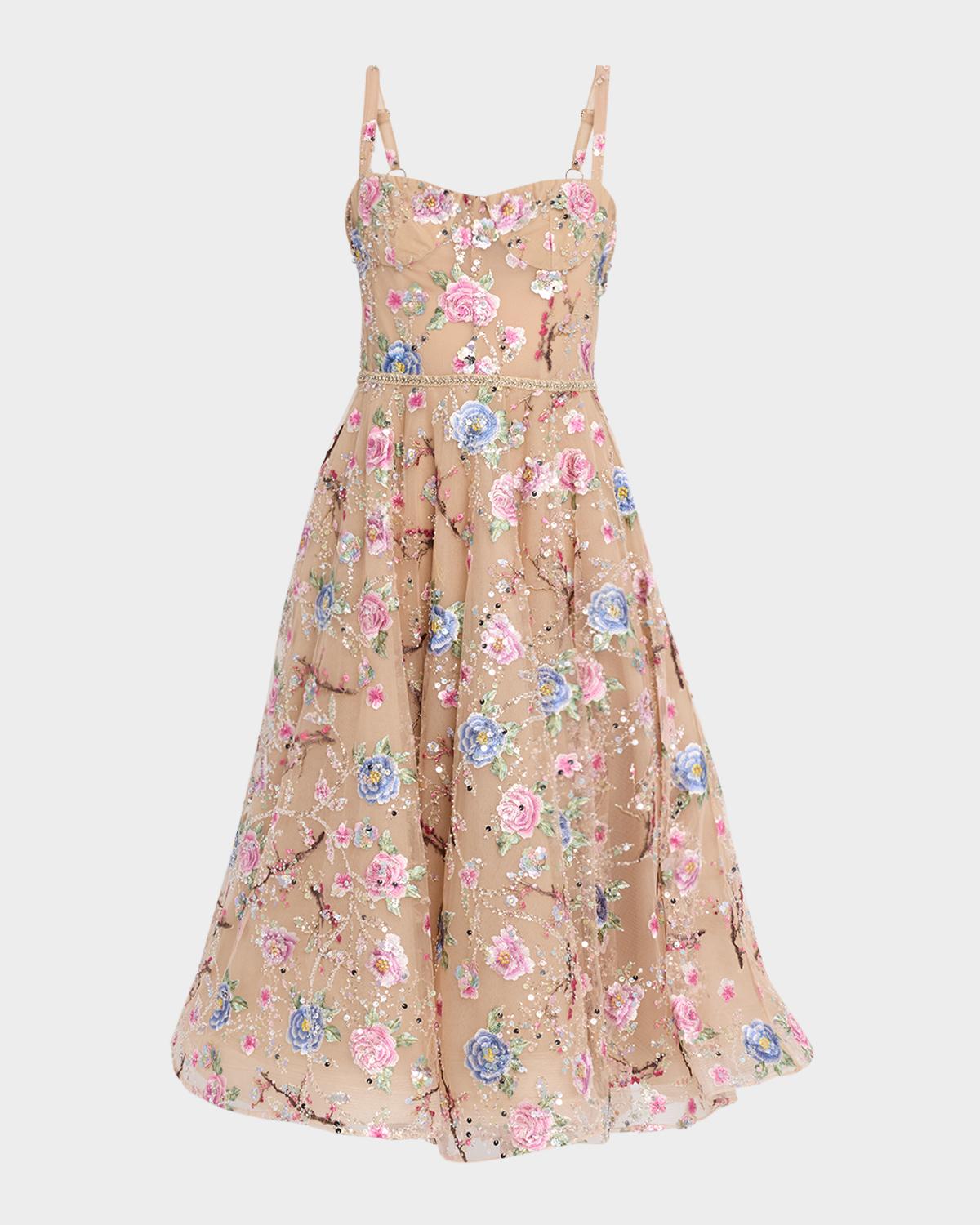 Bronx Banco Mademoiselle Beaded Embroidered Midi Dress