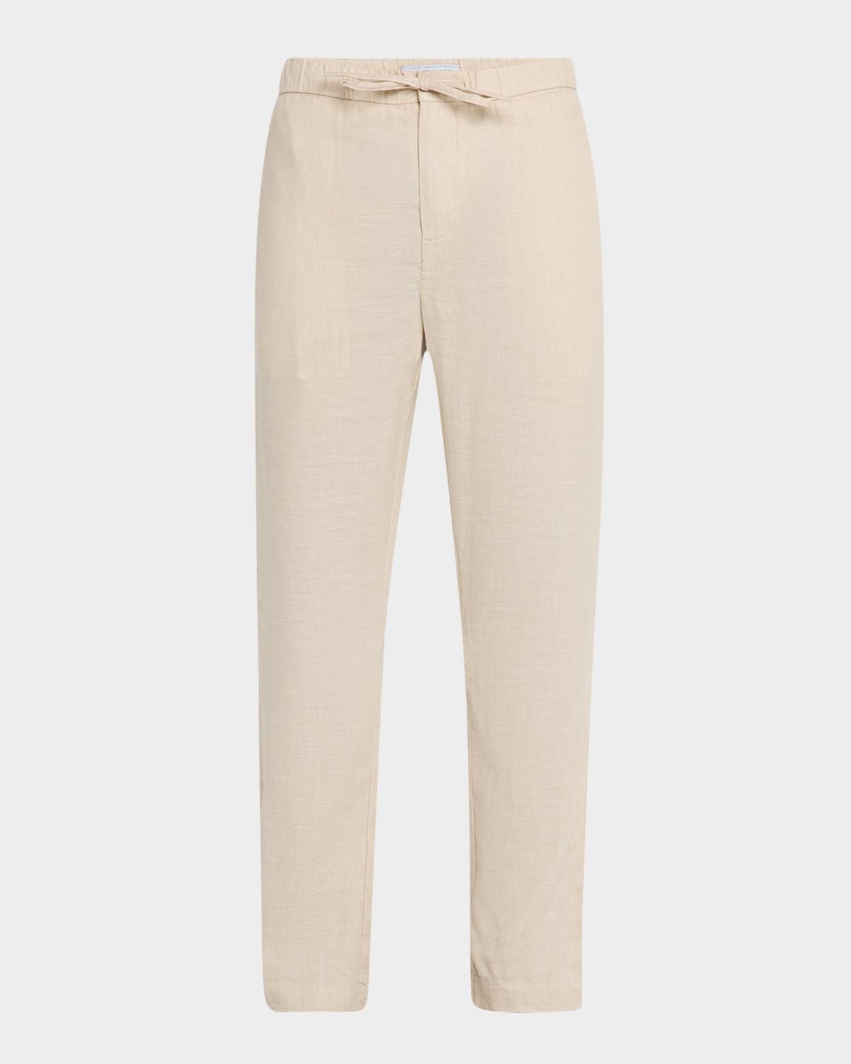 Frescobol Carioca Men's Oscar Linen and Cotton Drawstring Chino Trousers