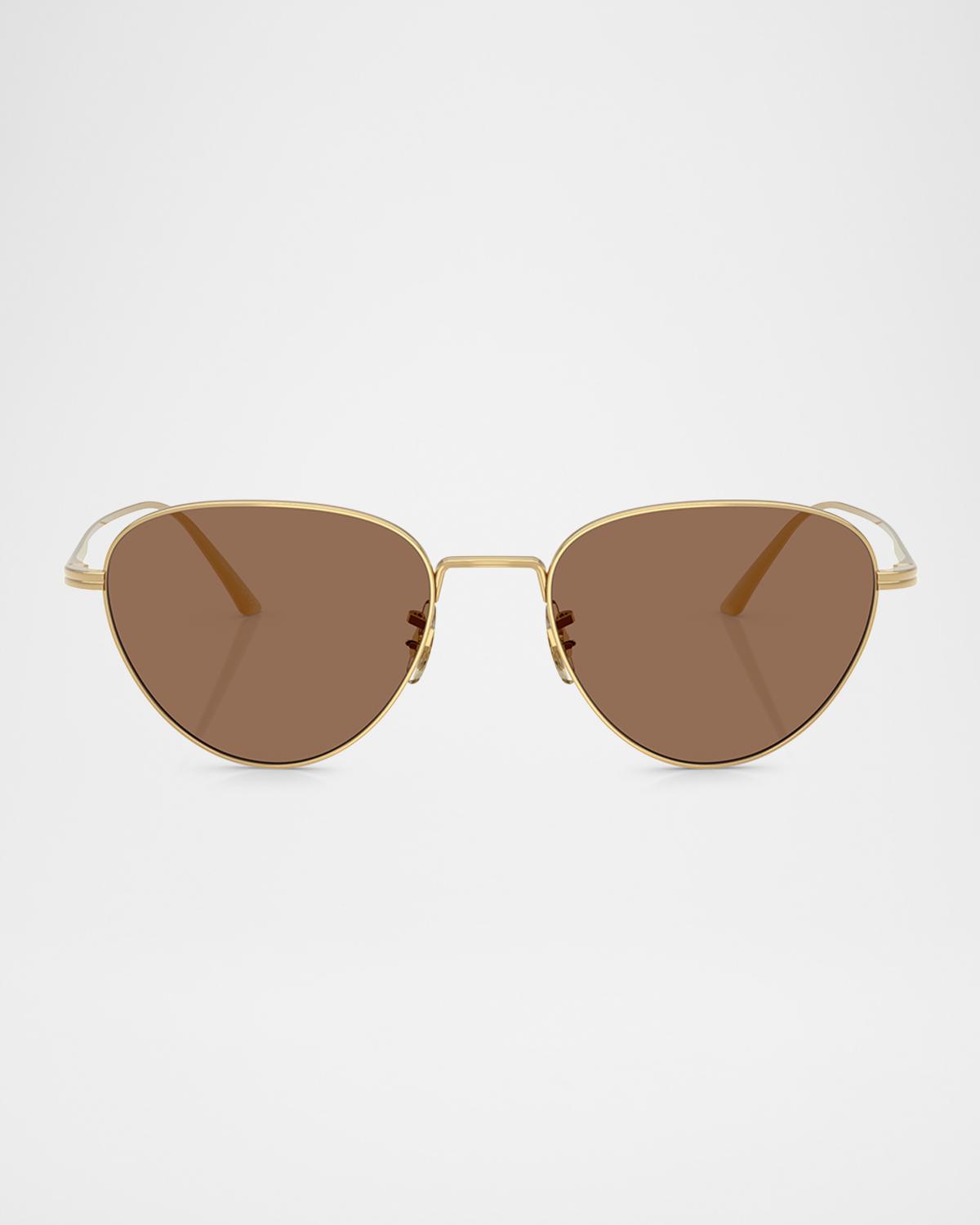 Khaite x Oliver Peoples 1991C Steel Aviator Sunglasses