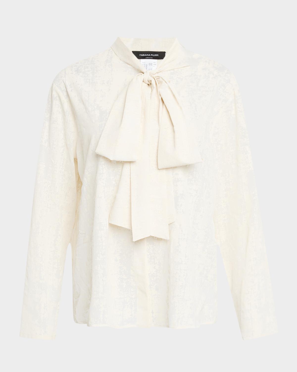 Fabiana Filippi Burnout Tie-Neck Blouse