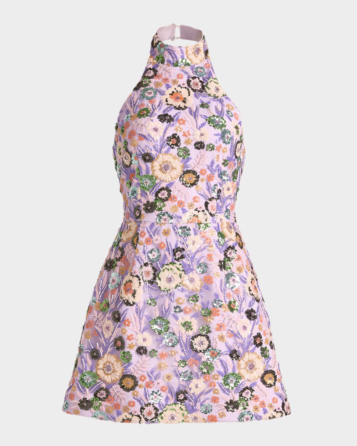 HELSI Sarah Floral Sequin Halter Mini Dress