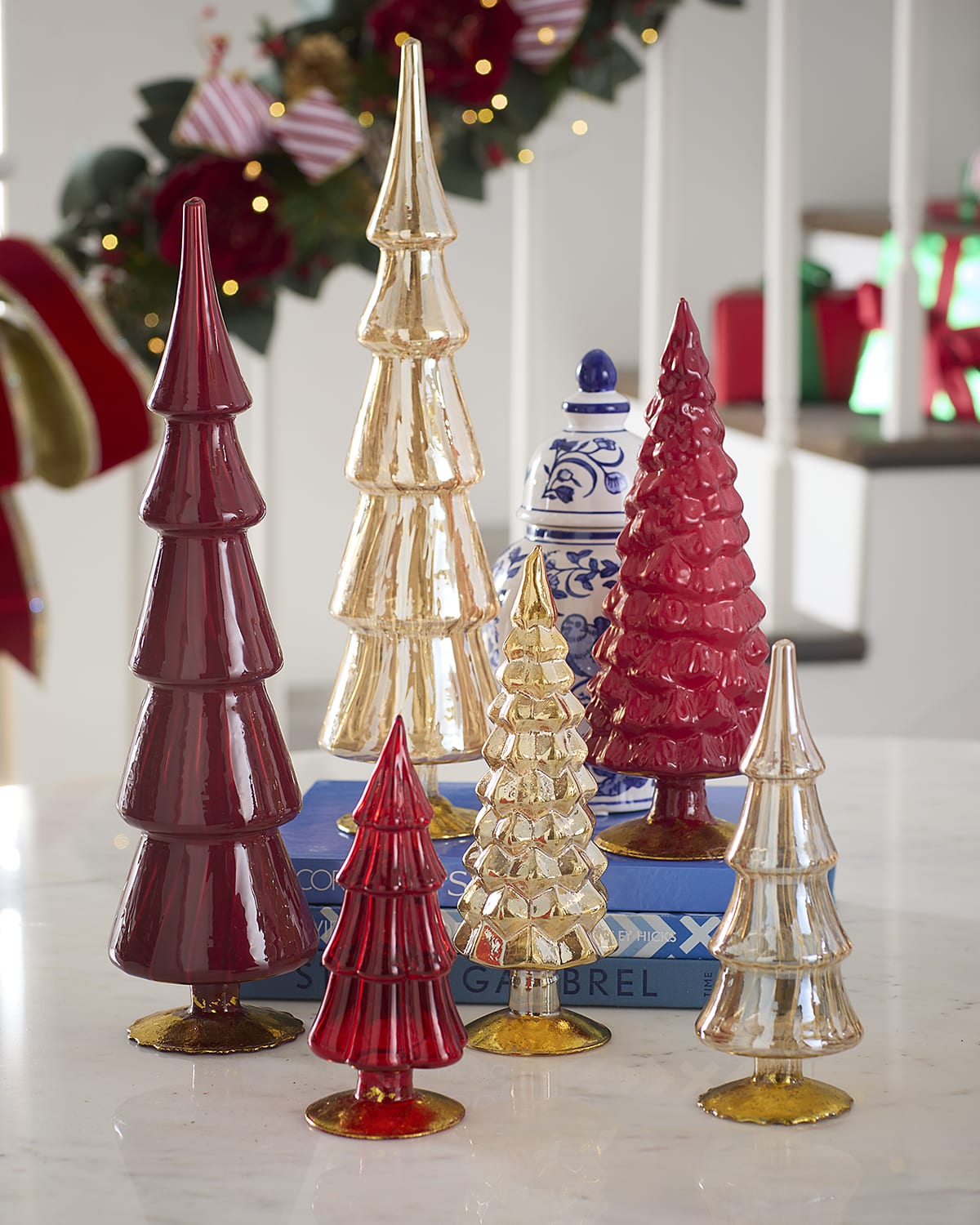 Cody Foster & Co Traditional Glass Trees, Set of 6