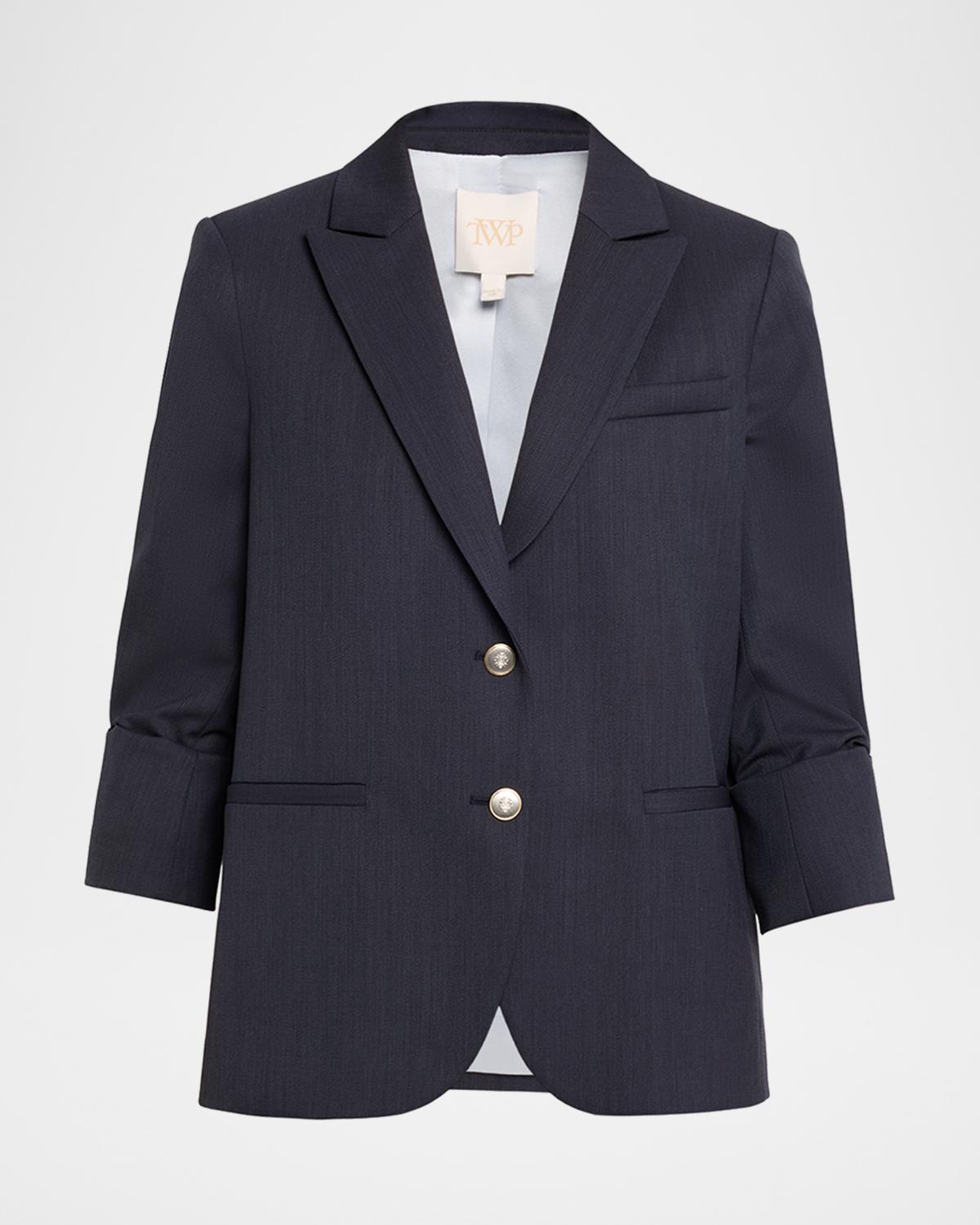 Boyfriend Single-Breasted Stretch Wool Blazer