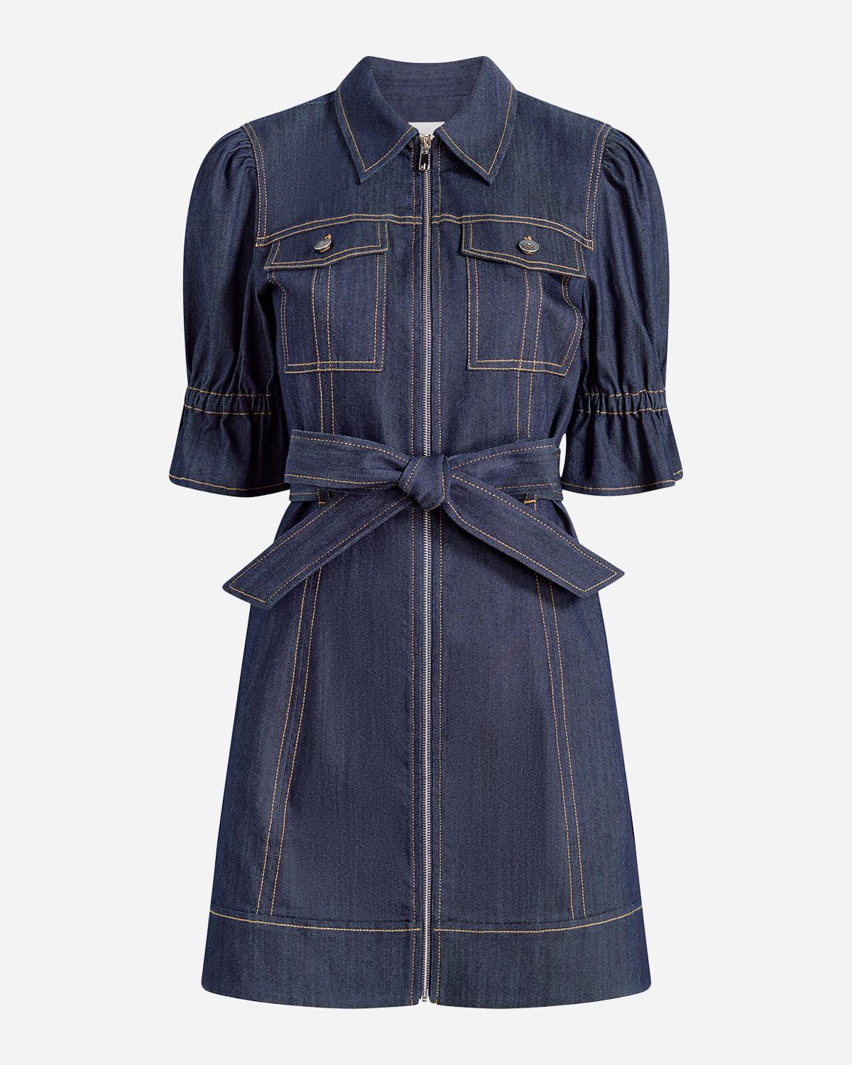 Cinq à Sept Holly Denim Puff-Sleeve Mini Dress