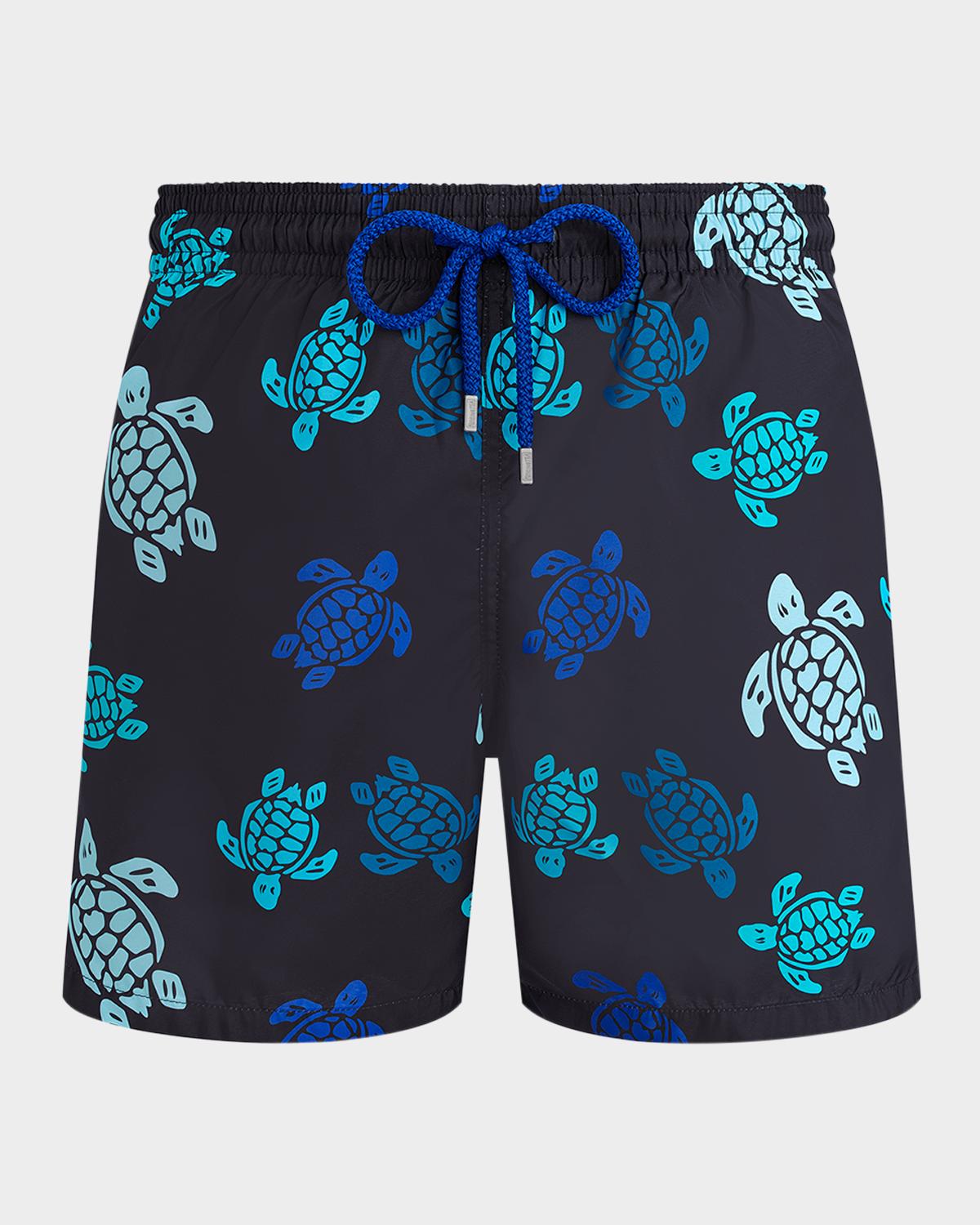 Vilebrequin Men's Multicolor Turtle-Print Swim Shorts