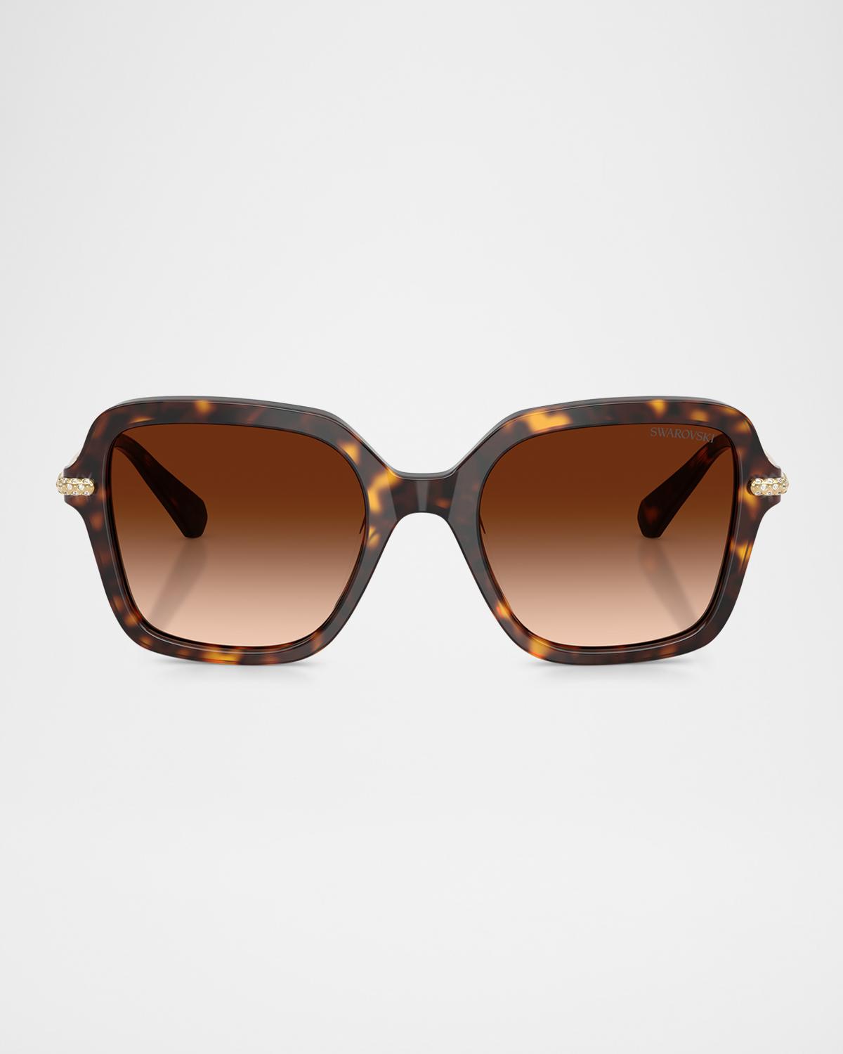 Swarovski SK6040 Crystal-Embellished Square Acetate Sunglasses