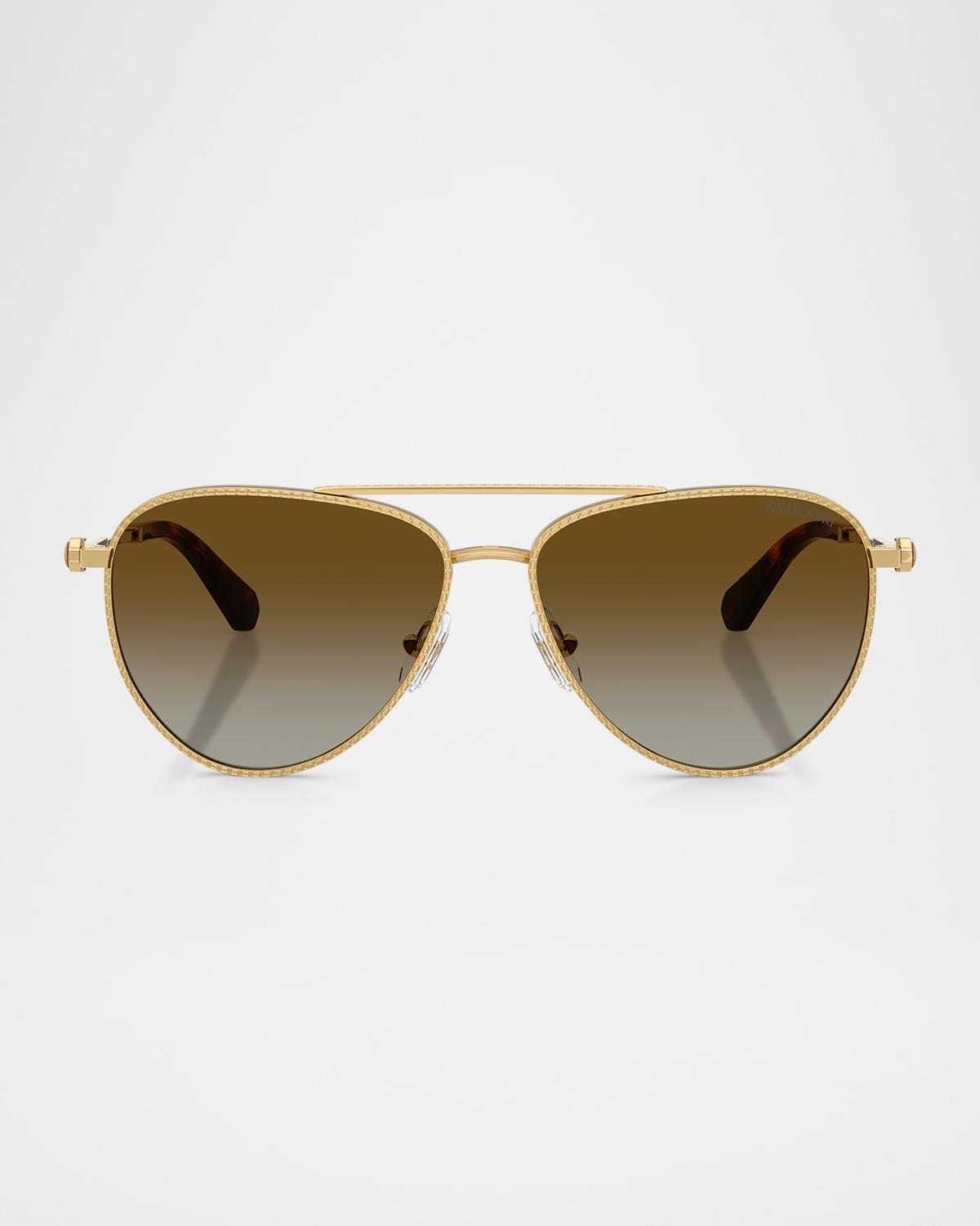 Swarovski SK7031 Crystal Metal Aviator Sunglasses