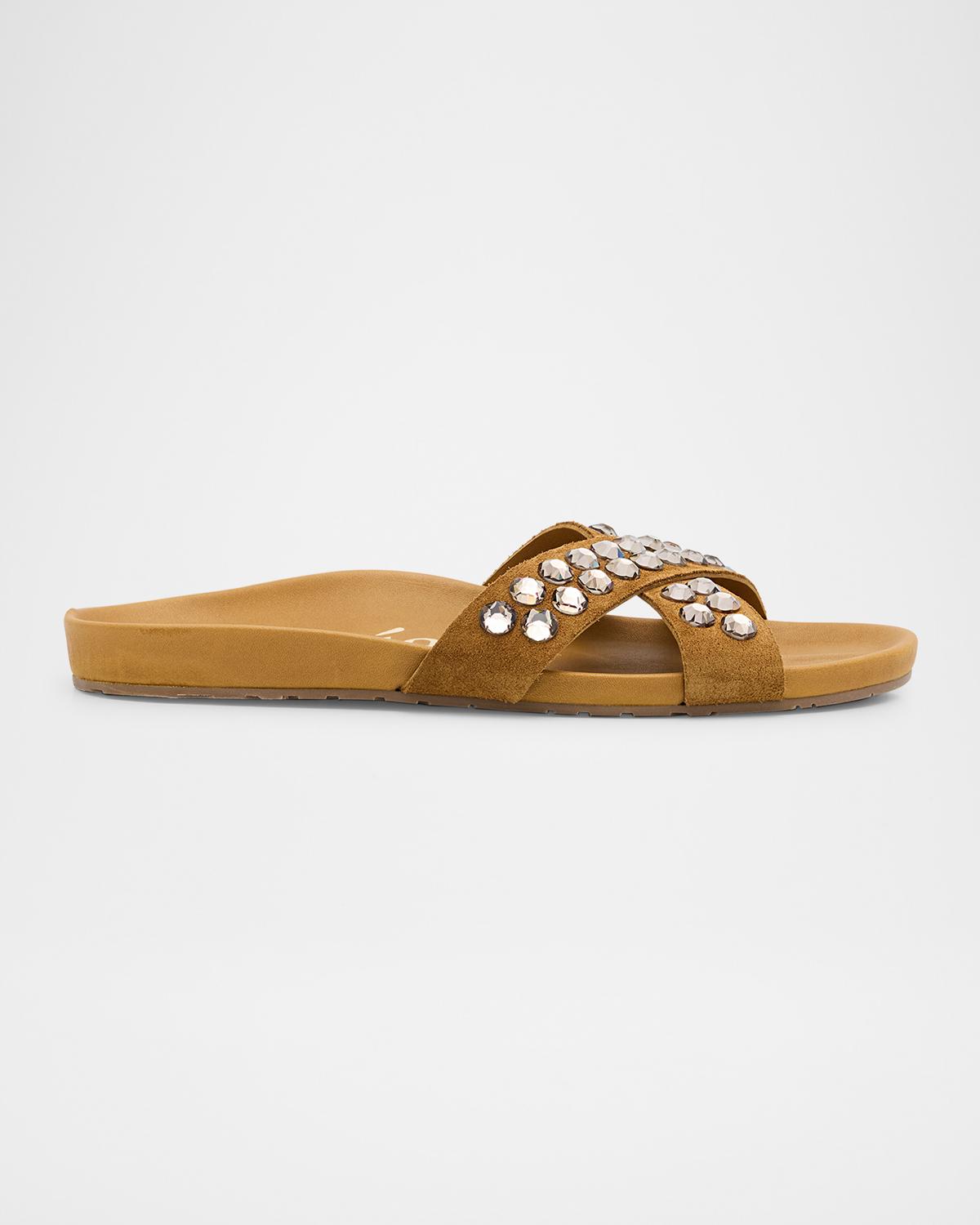 Pedro Garcia Analis Crystal Suede Crisscross Sandals