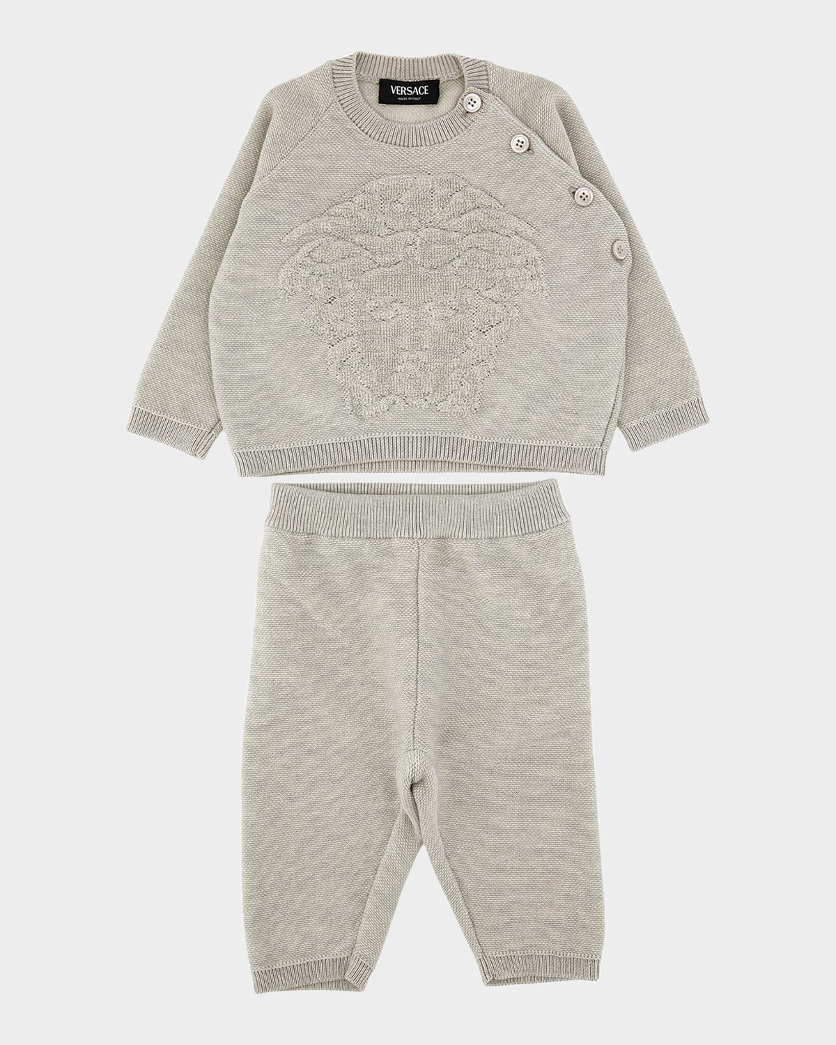 Versace Boy 's Embroidered Medusa Knit Top & Pants Set, Size 3M-18M
