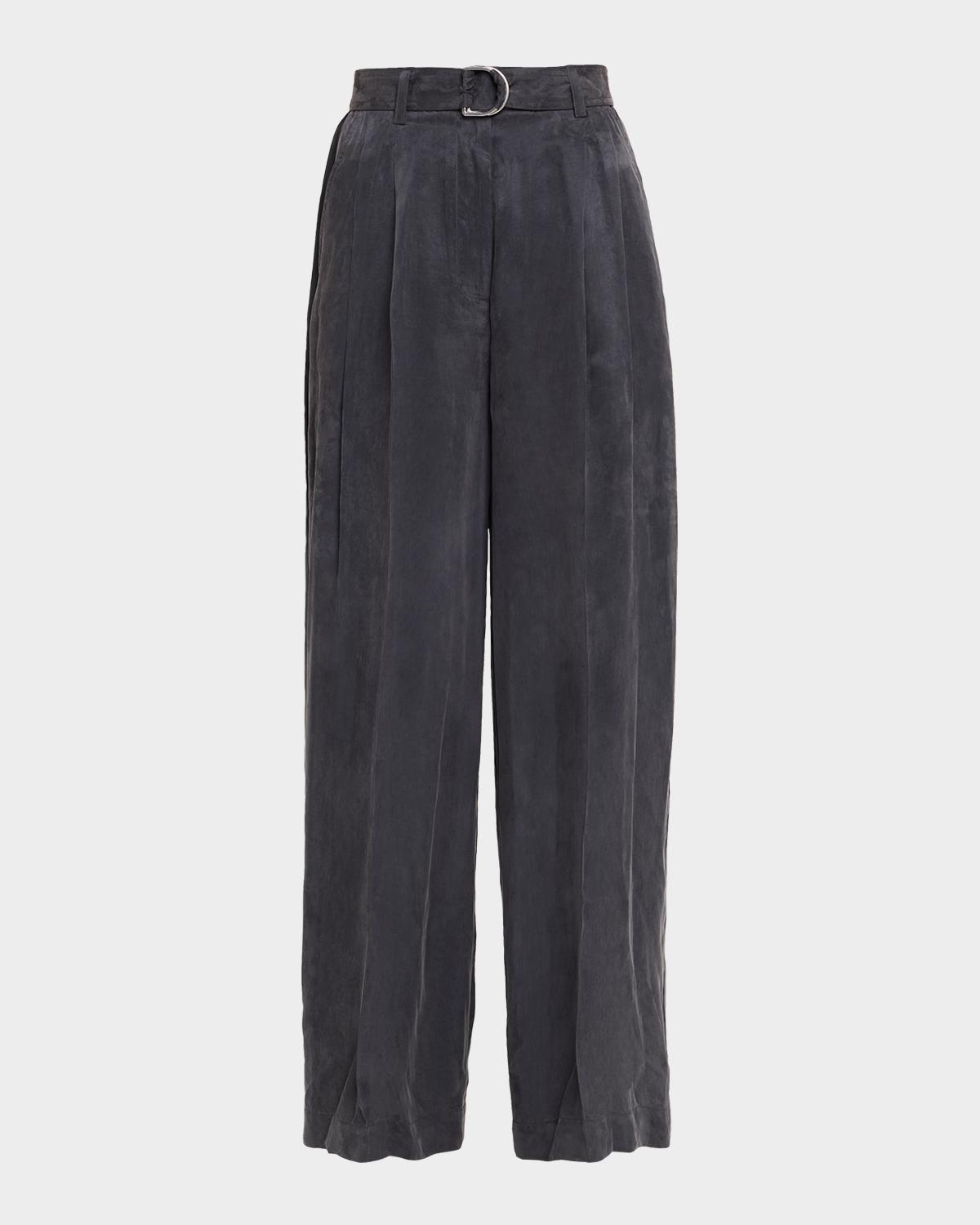 Helmut Lang Fluid Wide-Leg Trousers with Belt