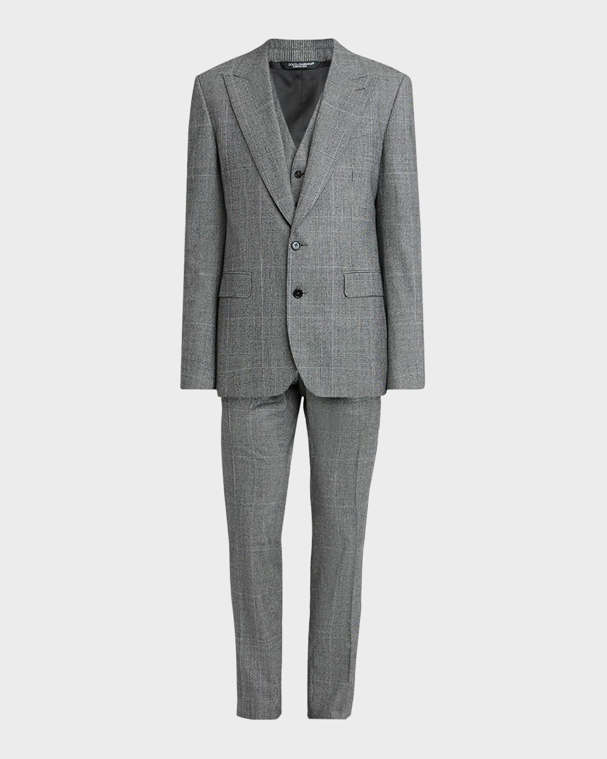 Dolce & Gabbana Men's Wool Glen Plaid Three-Piece Suit