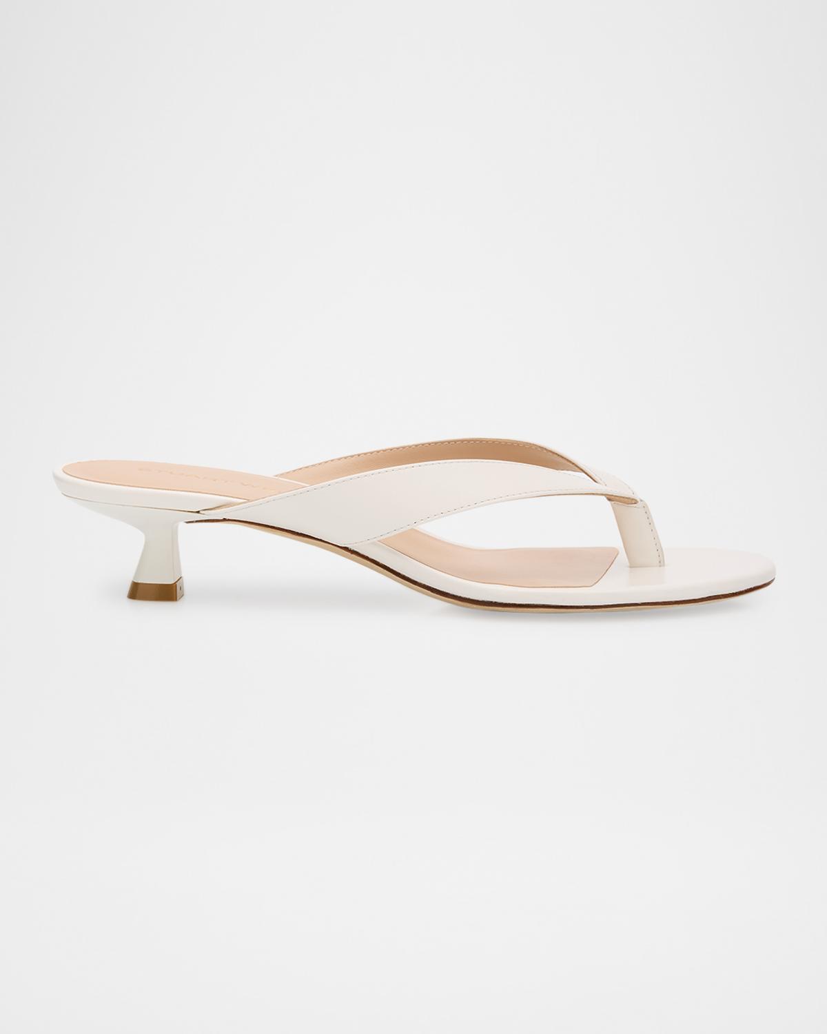 Rio Leather Kitten-Heel Thong Sandals