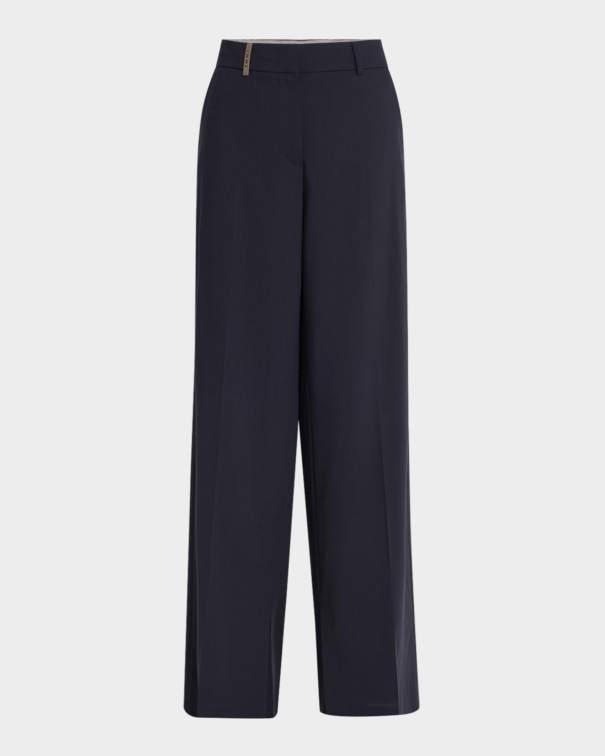Peserico Wide-Leg Side Slit Pants