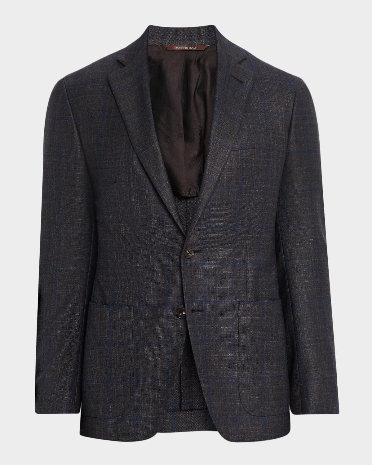 Canali Men's Silk and Cashmere Windowpane Sport Coat