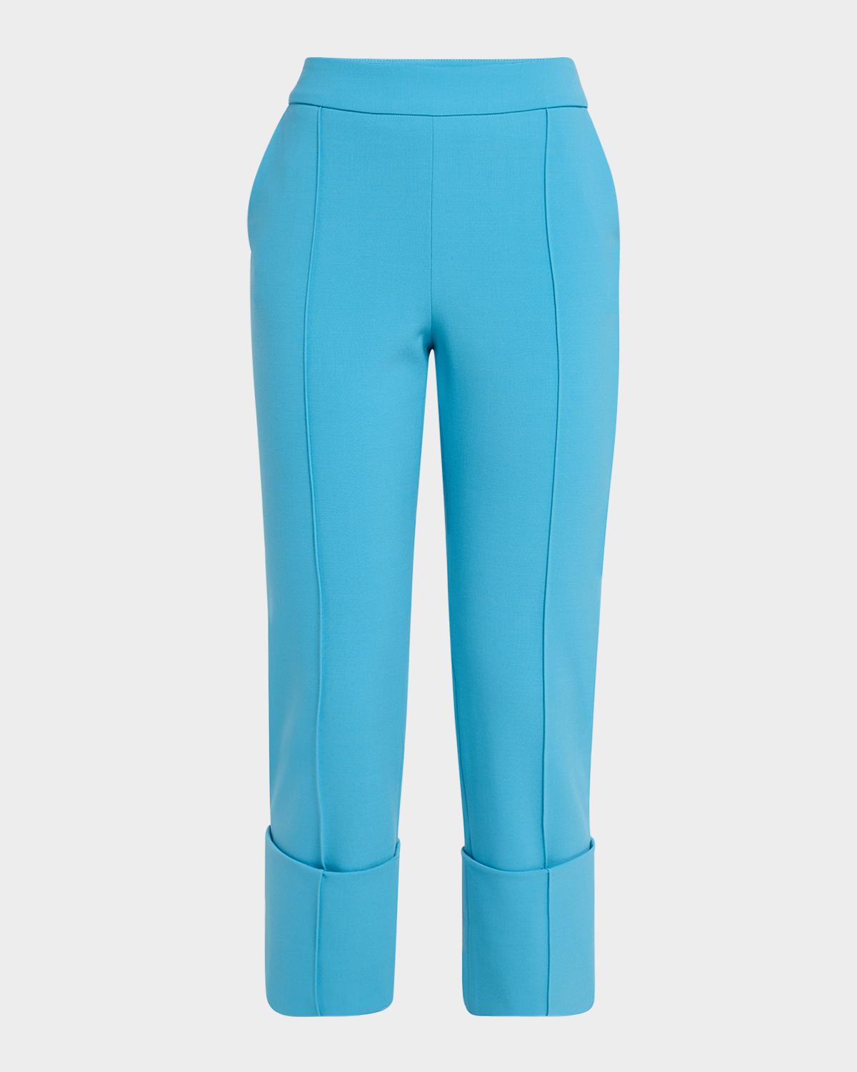 Amir Taghi Toni Pintuck Straight-Leg Cuffed Crop Pants