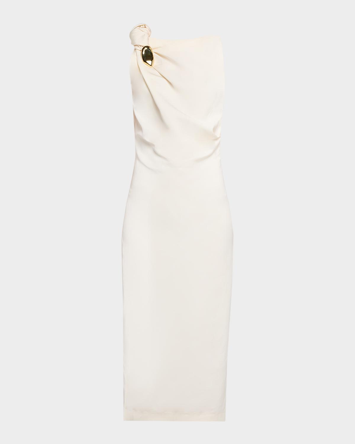 Amir Taghi x Escha Soni Brooch Knotted Sleeveless Midi Dress