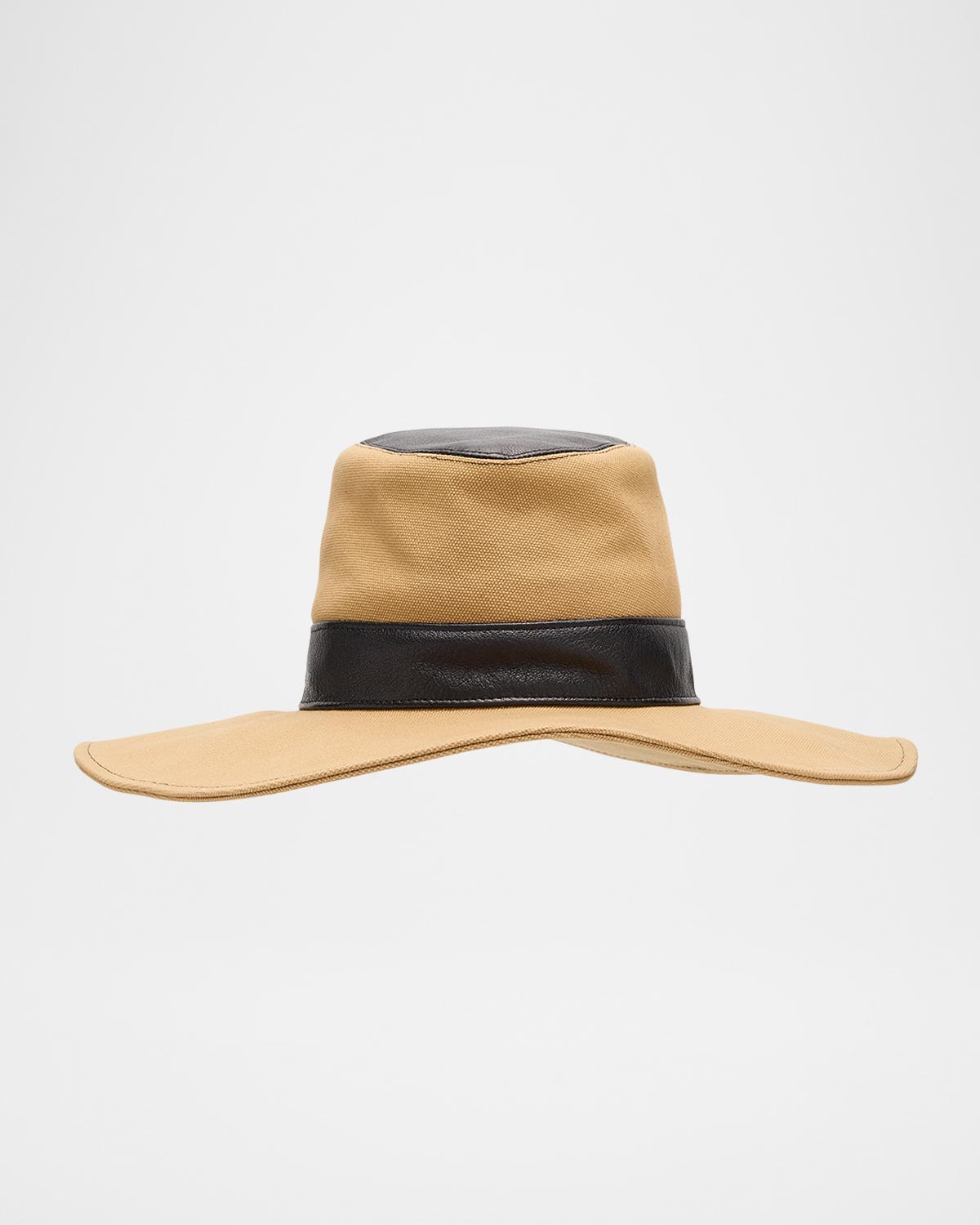 Gigi Burris Liora Cotton Canvas & Leather Fedora