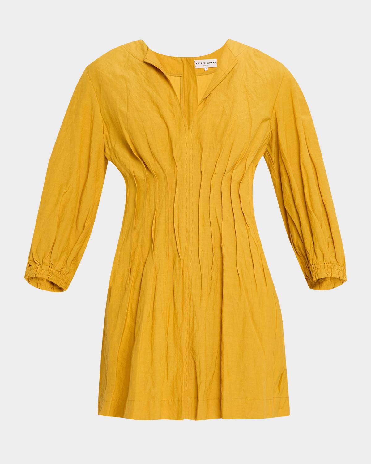 Apiece Apart Rocca Pintuck A-Line Mini Dress