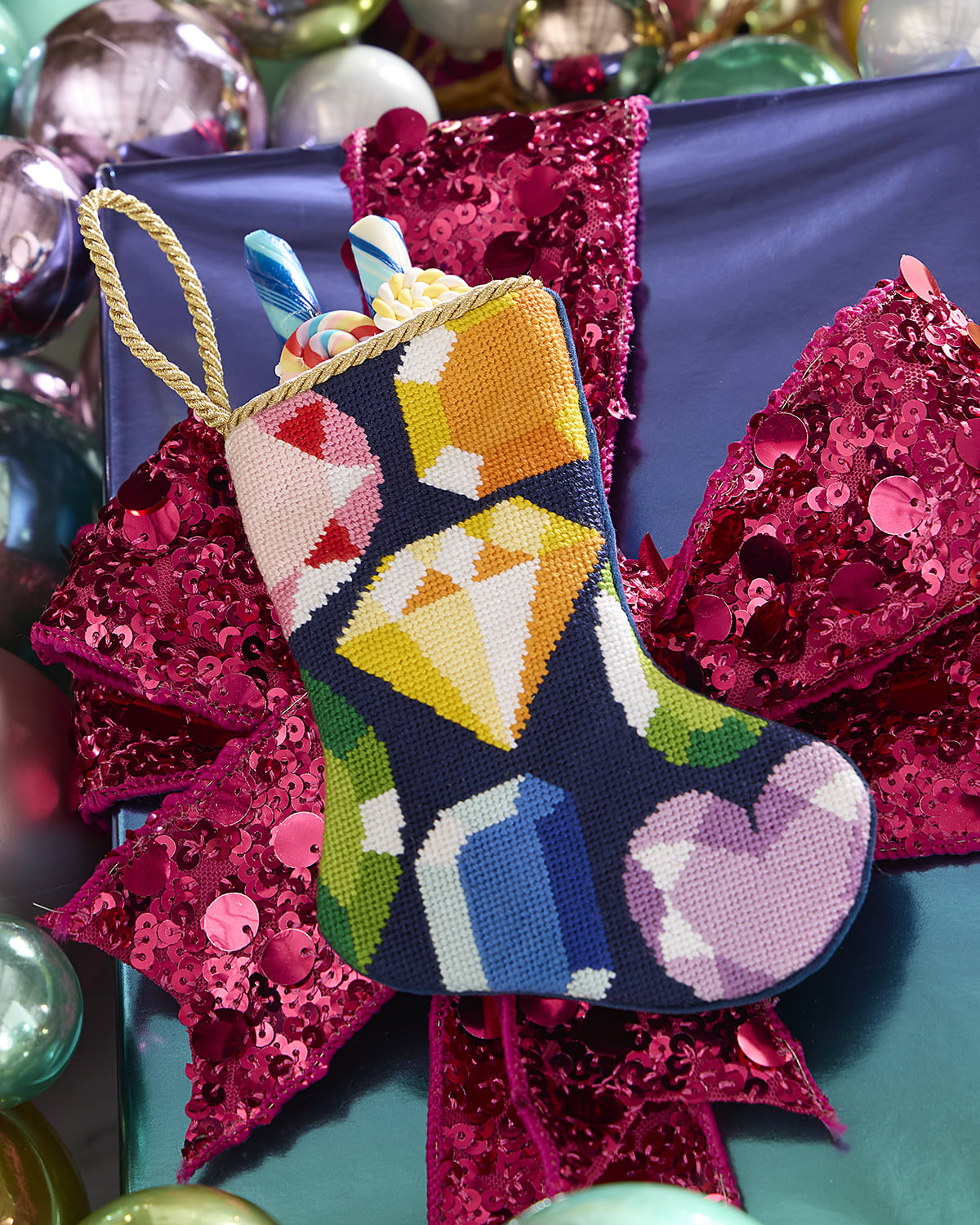 Bauble Stockings x Sainty Nelsen "Cool Yule Jewel" Mini Bauble Stocking