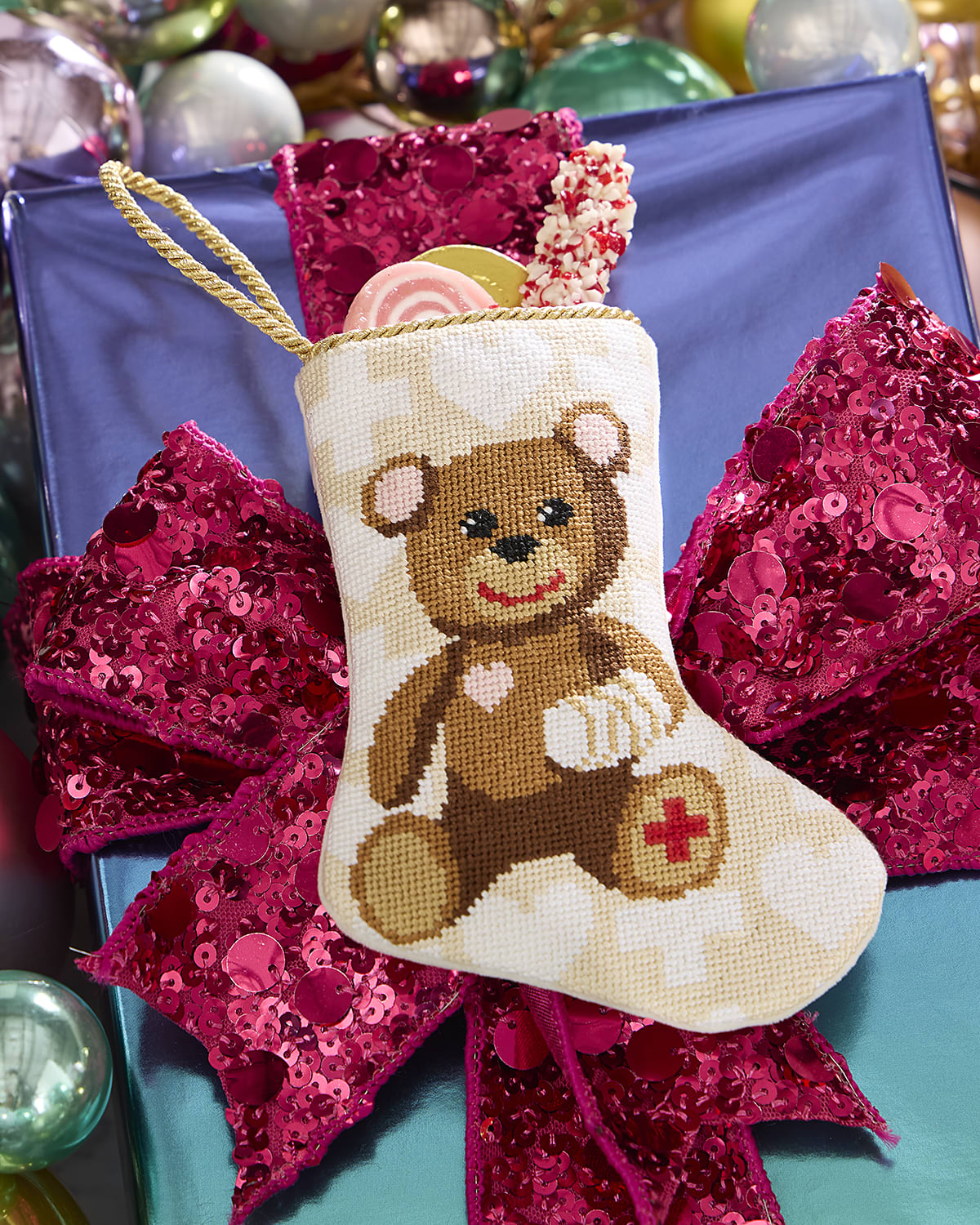 Bauble Stockings x Sainty Nelsen "Bear-y Better" Mini Bauble Stocking