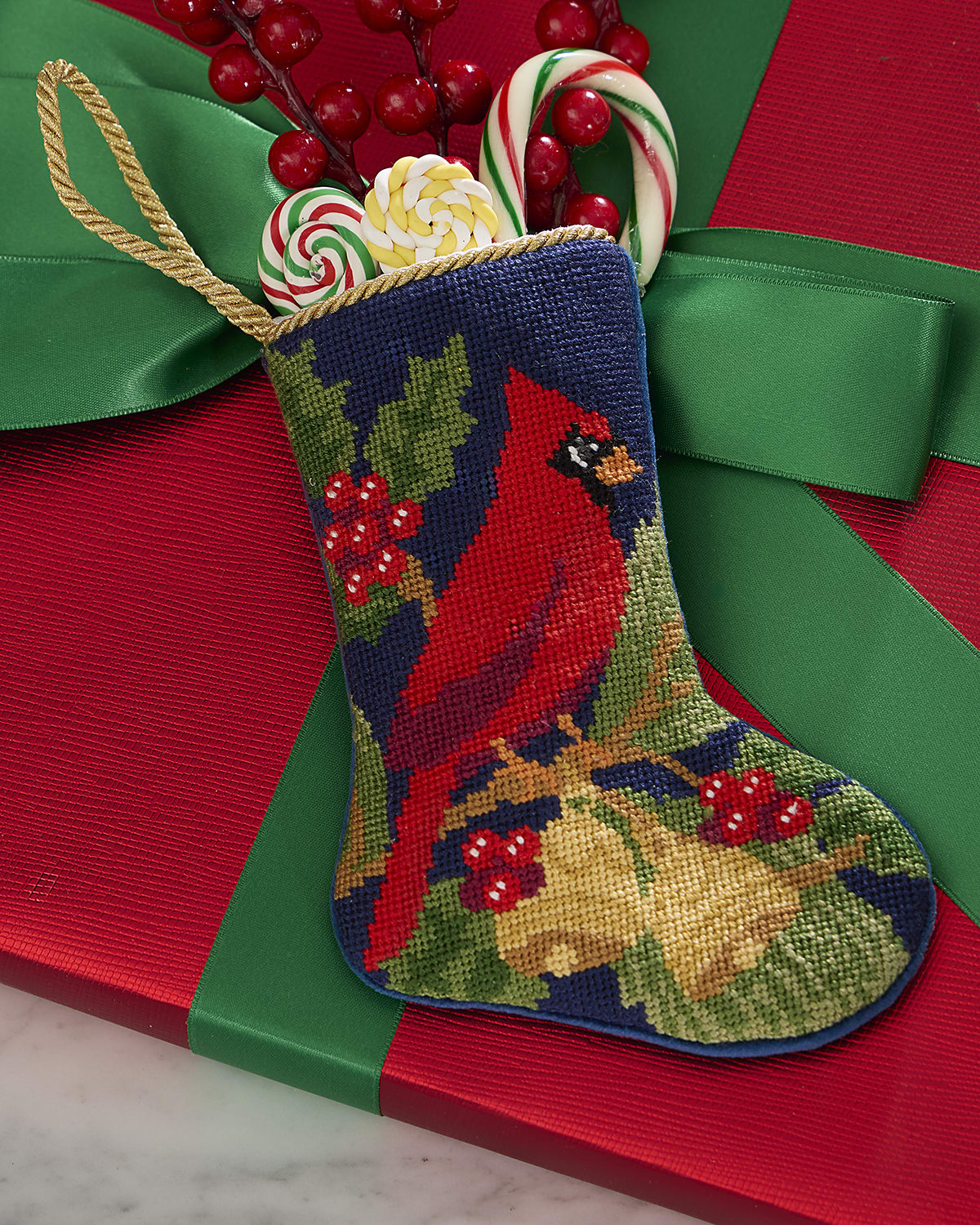 Bauble Stockings x Sainty Nelsen "Remembrance Cardinal" Mini Bauble Stocking