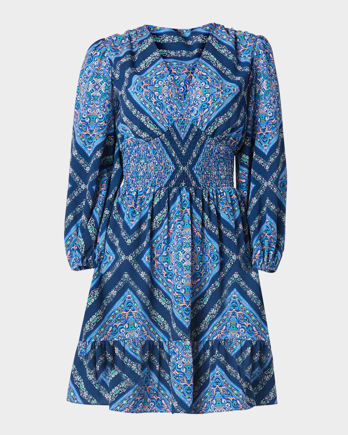 Shoshanna Imogen Smocked Floral-Print Empire Mini Dress