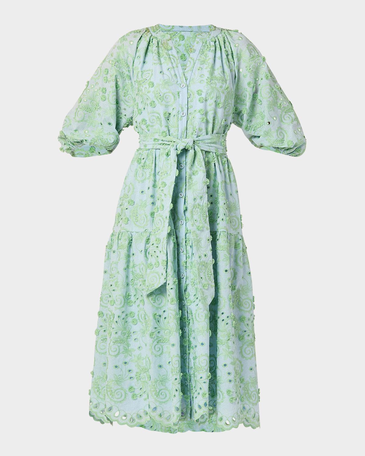 Shoshanna Denver Tiered Eyelet-Embroidered Midi Dress