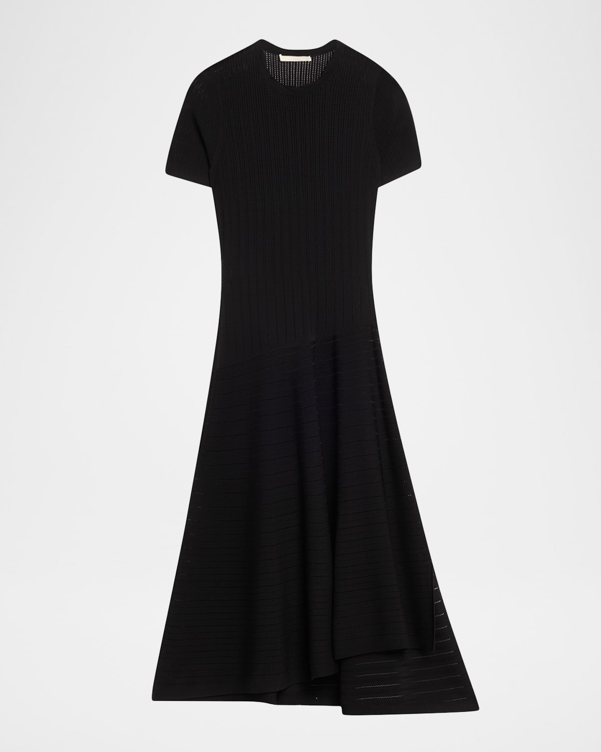 Short Sleeve Pointelle Asymmetric Dress