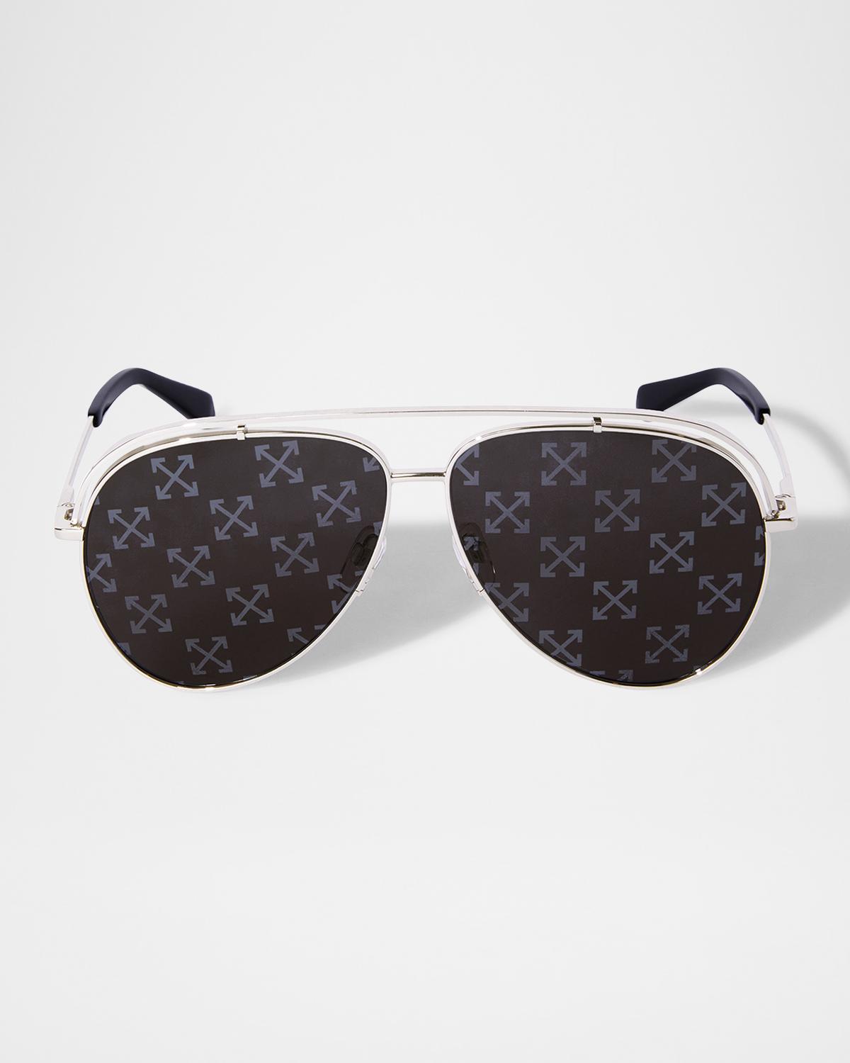 Off-White Men's Winner Arrow-Lens Metal Aviator Sunglasses