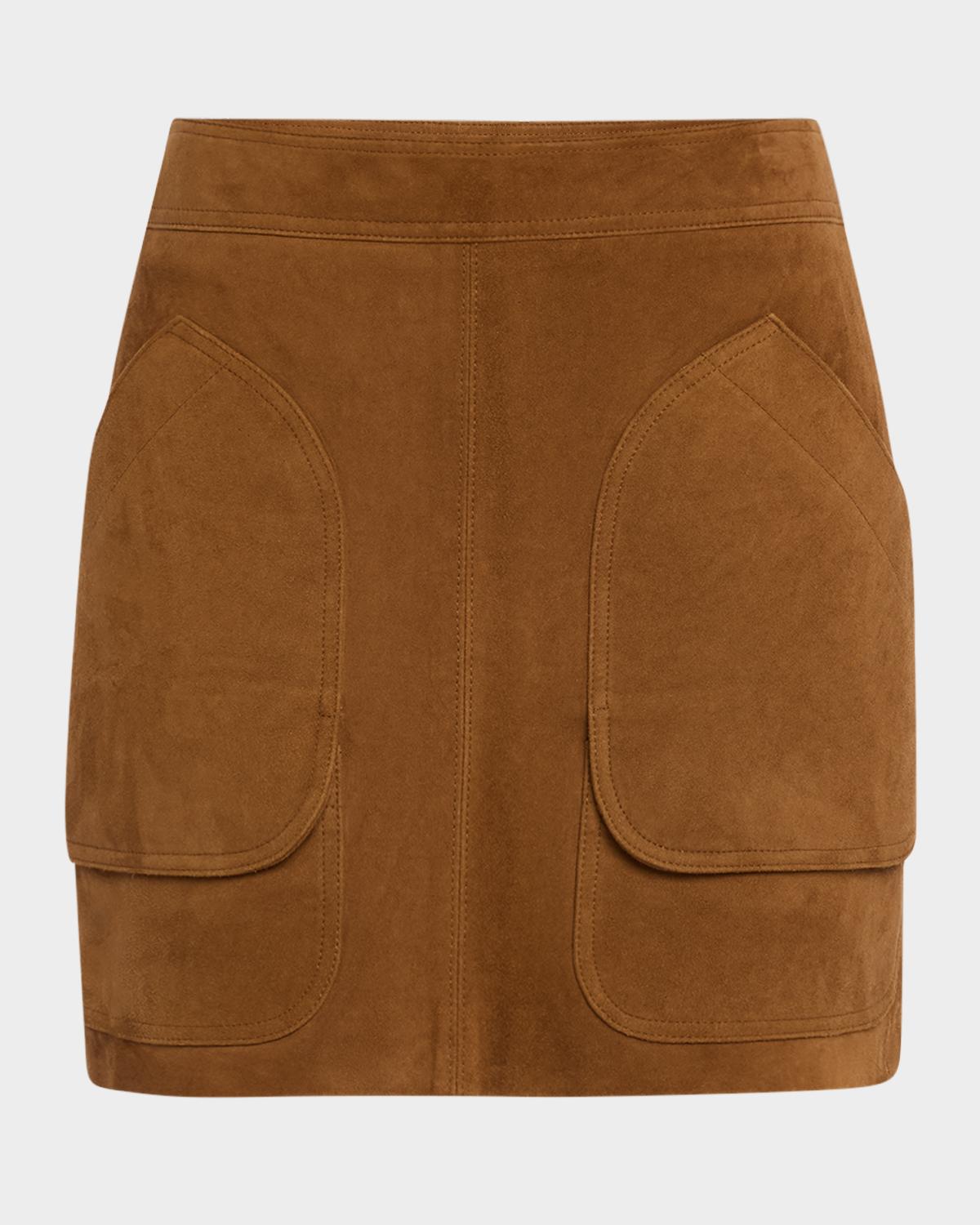 Veronica Beard Norwood Suede Mini Skirt Whisky