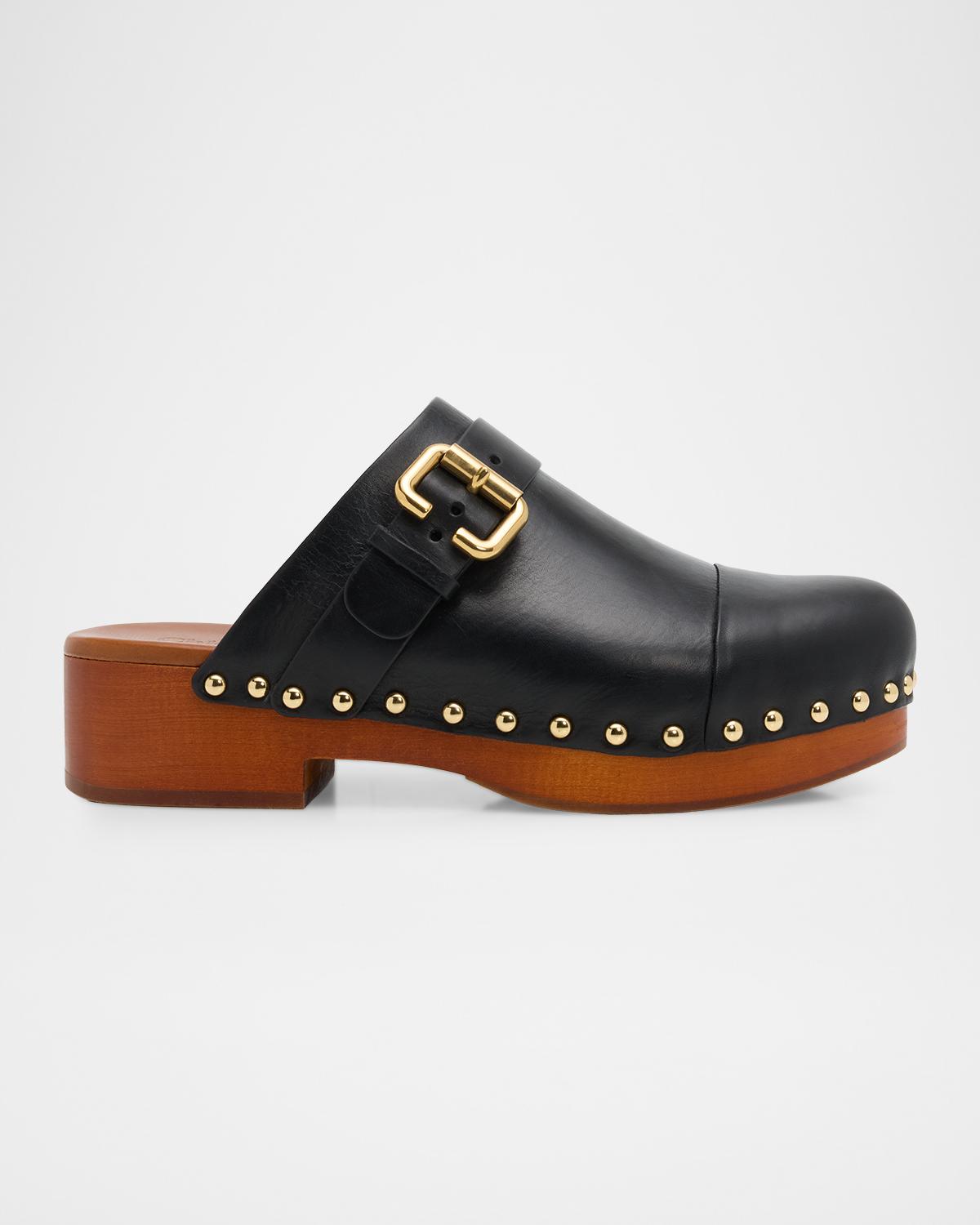 Chloe Jeannette Calf Leather Buckle Clogs