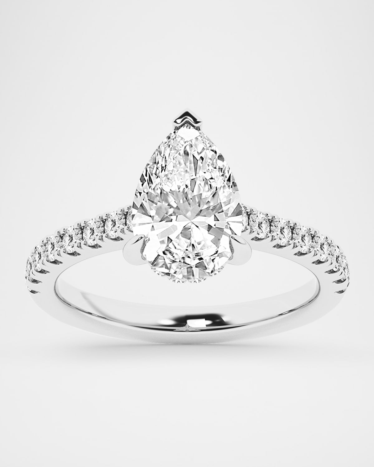 Neiman Marcus Lab Grown Diamonds Lab Grown Diamond 18K White Gold Pear Ring, 2.5tcw, Size 7