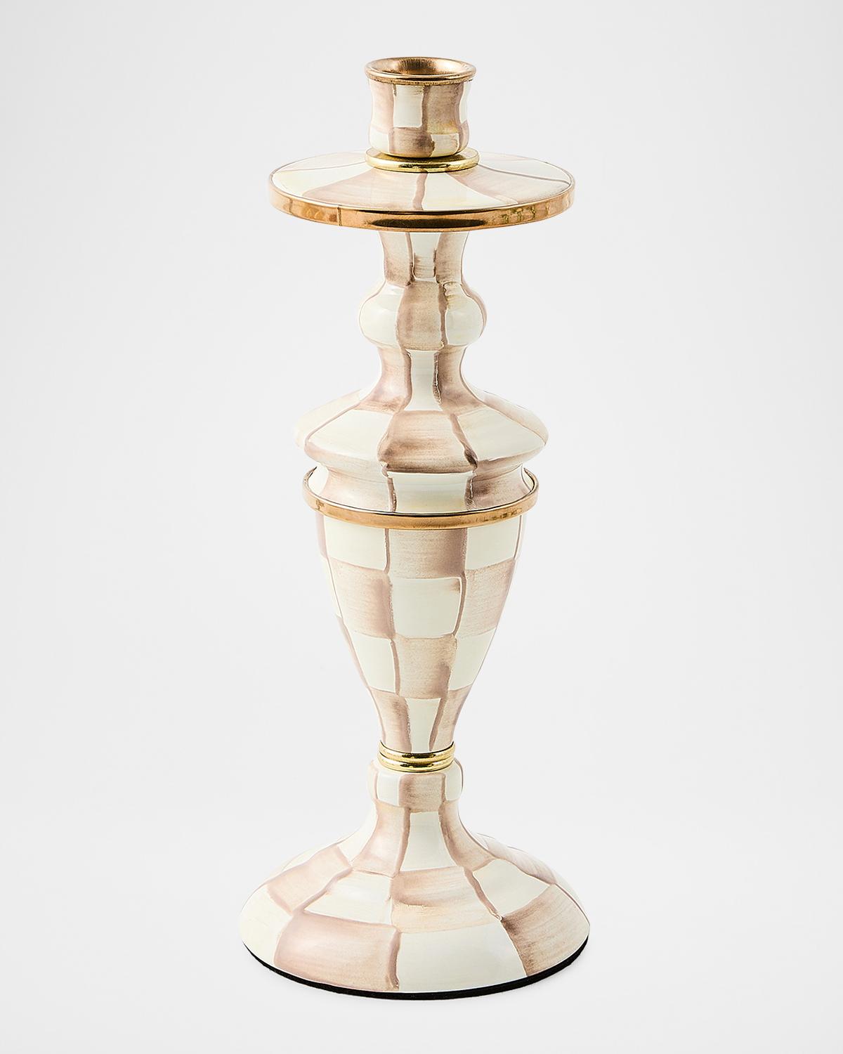 MacKenzie-Childs Mocha Check Medium Candlestick - Multi