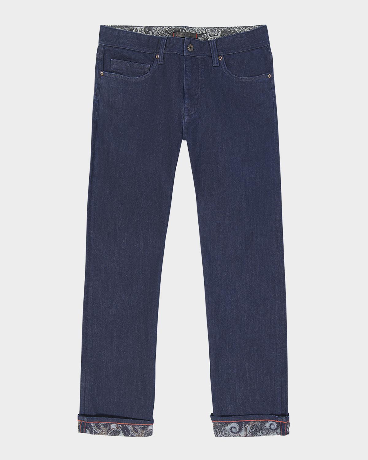 Robert Graham Men's Gottsman Denim Straight Fit Five-Pocket Pants