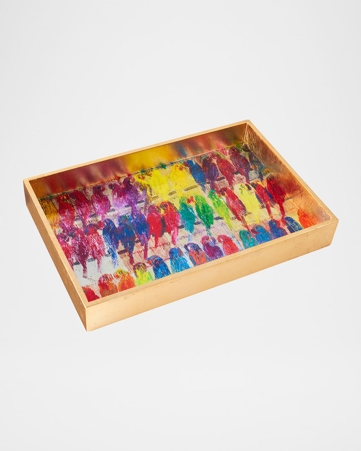 Hunt Slonem Lories Gold Leaf Vanity Tray