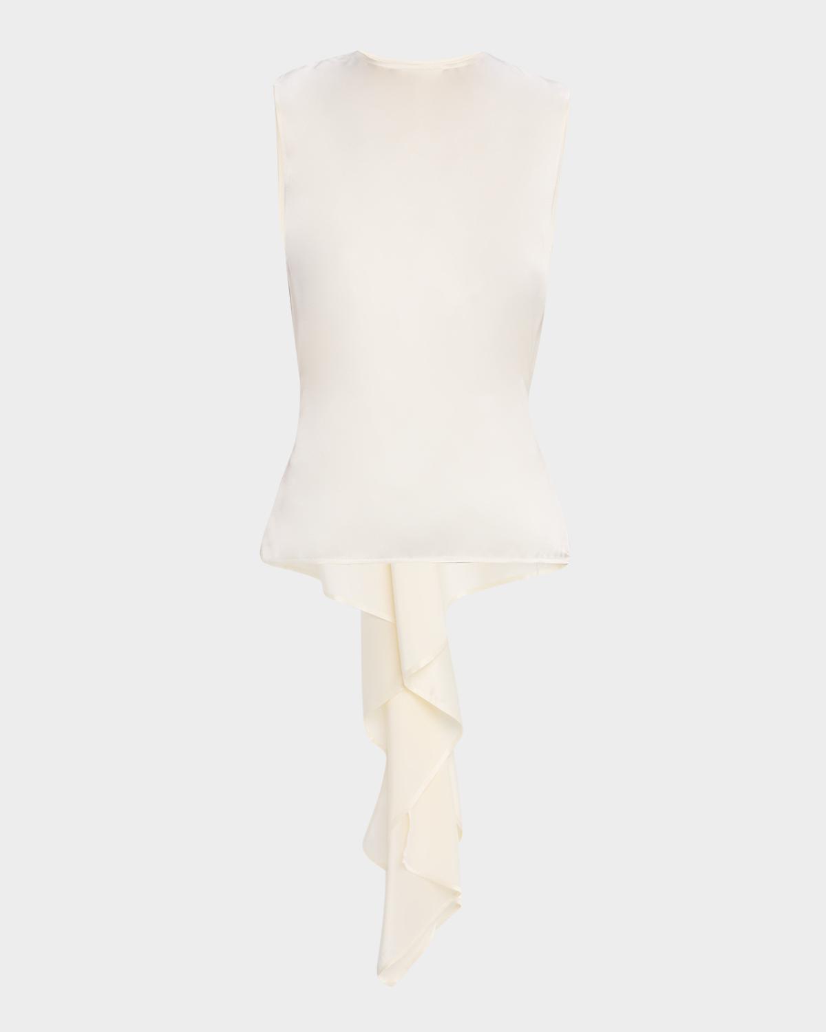 Helmut Lang Sleeveless Draped Silk Scarf Top
