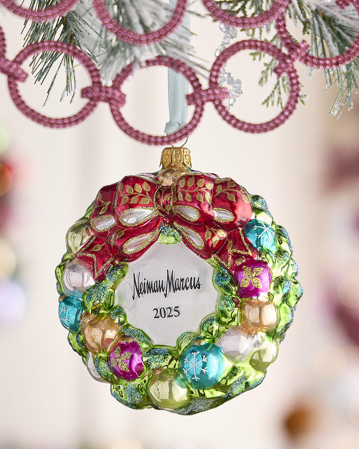 Neiman Marcus Wreath with Baubles Christmas Ornament