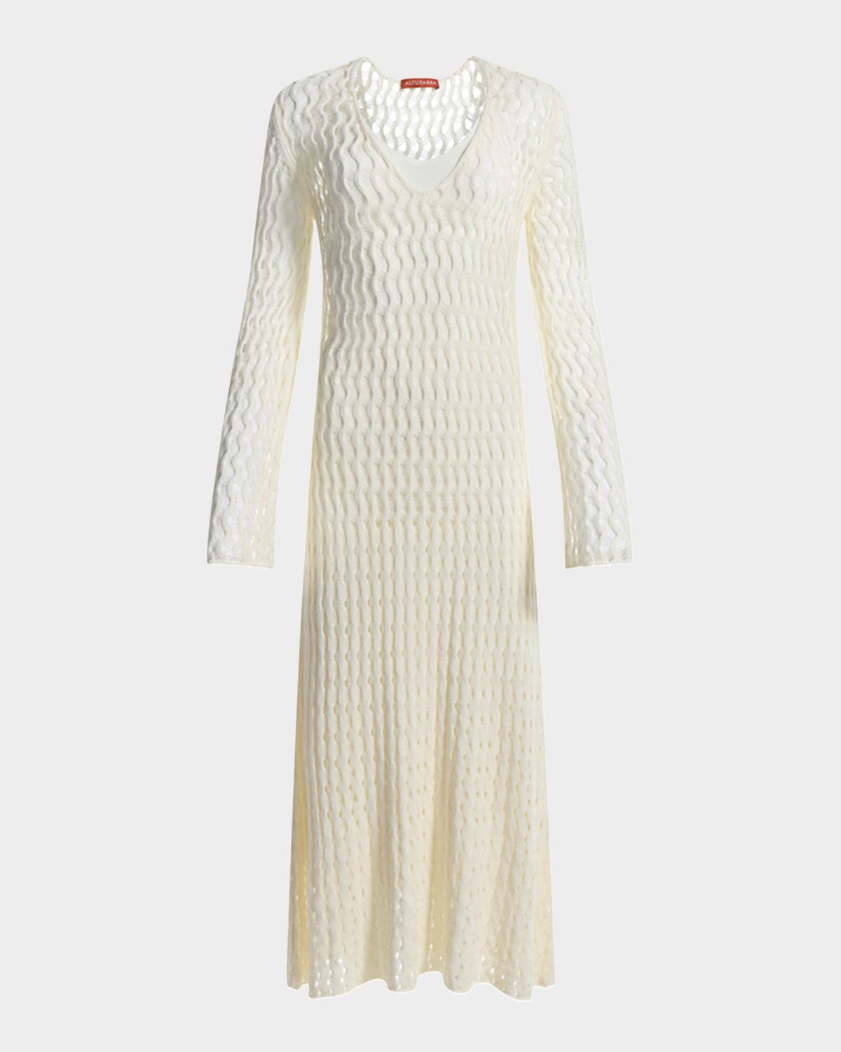 Altuzarra Jemmy Open Knit Long-Sleeve Midi Dress