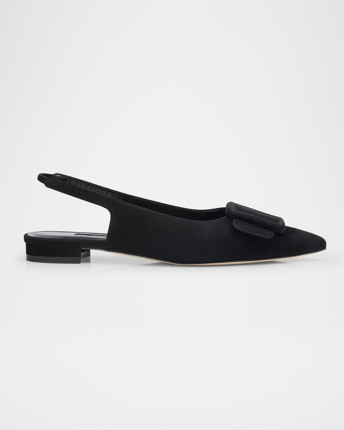 Manolo Blahnik Maylura Suede Slingback Ballerina Flats