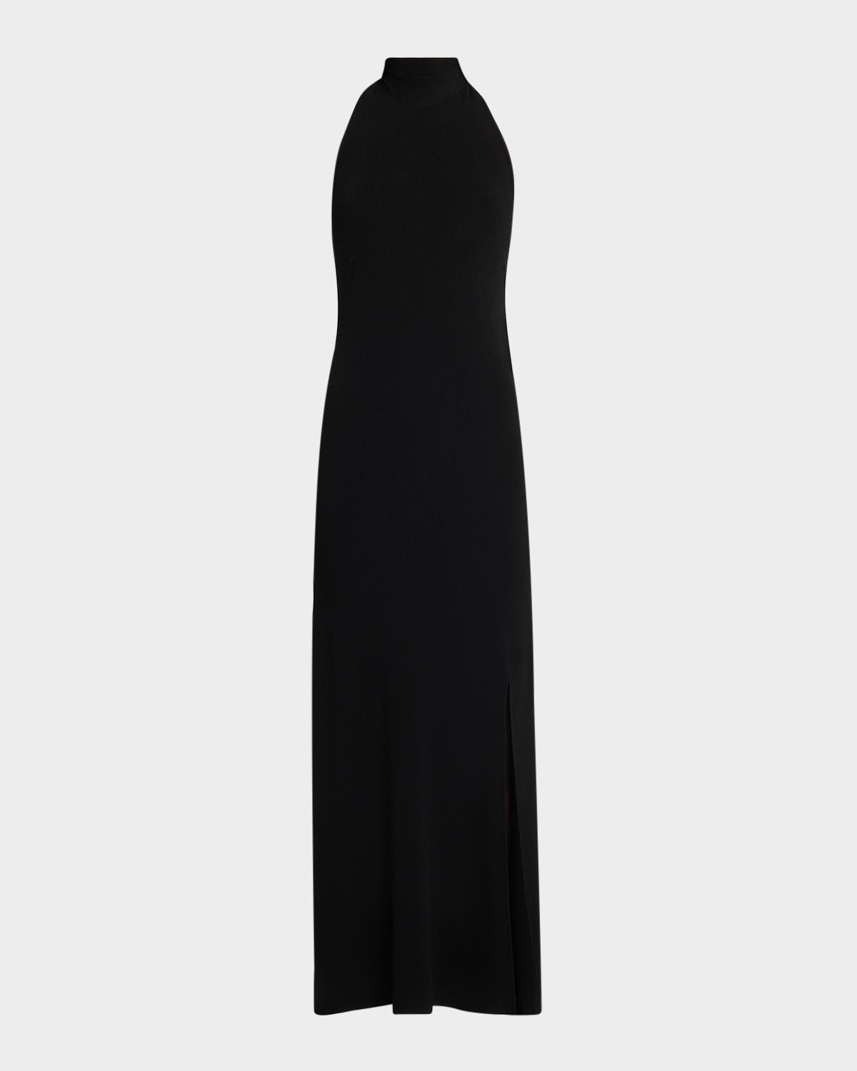LAPOINTE Matte Viscose Halterneck Slit Maxi Dress