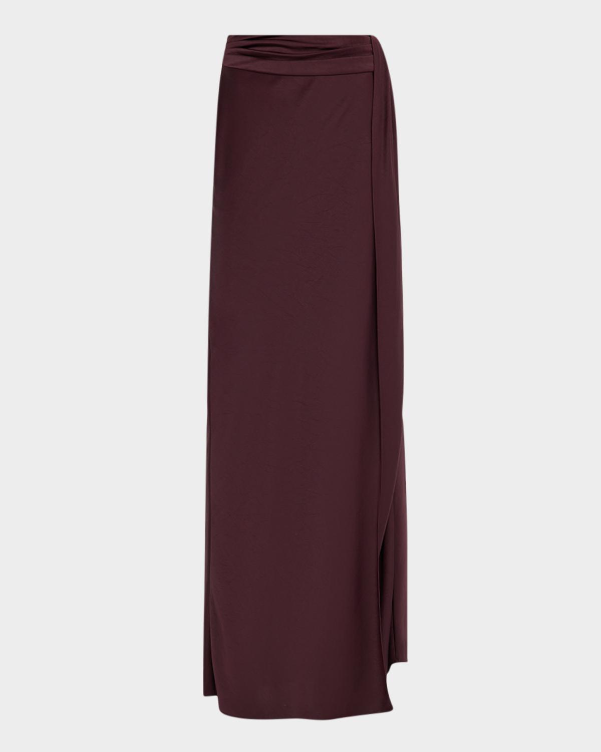 LAPOINTE Lightweight Satin Asymmetric Maxi Skirt