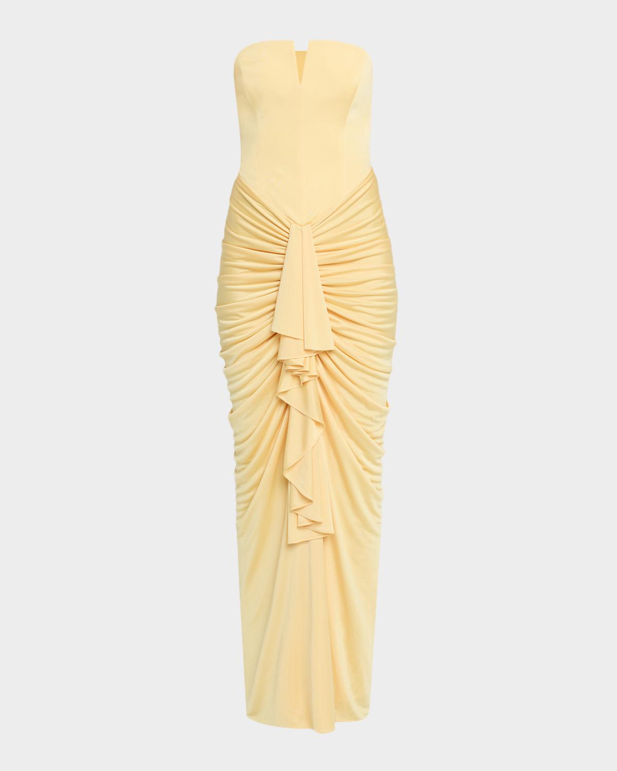 Et Ochs Selena Strapless Draped Glossy Jersey Gown